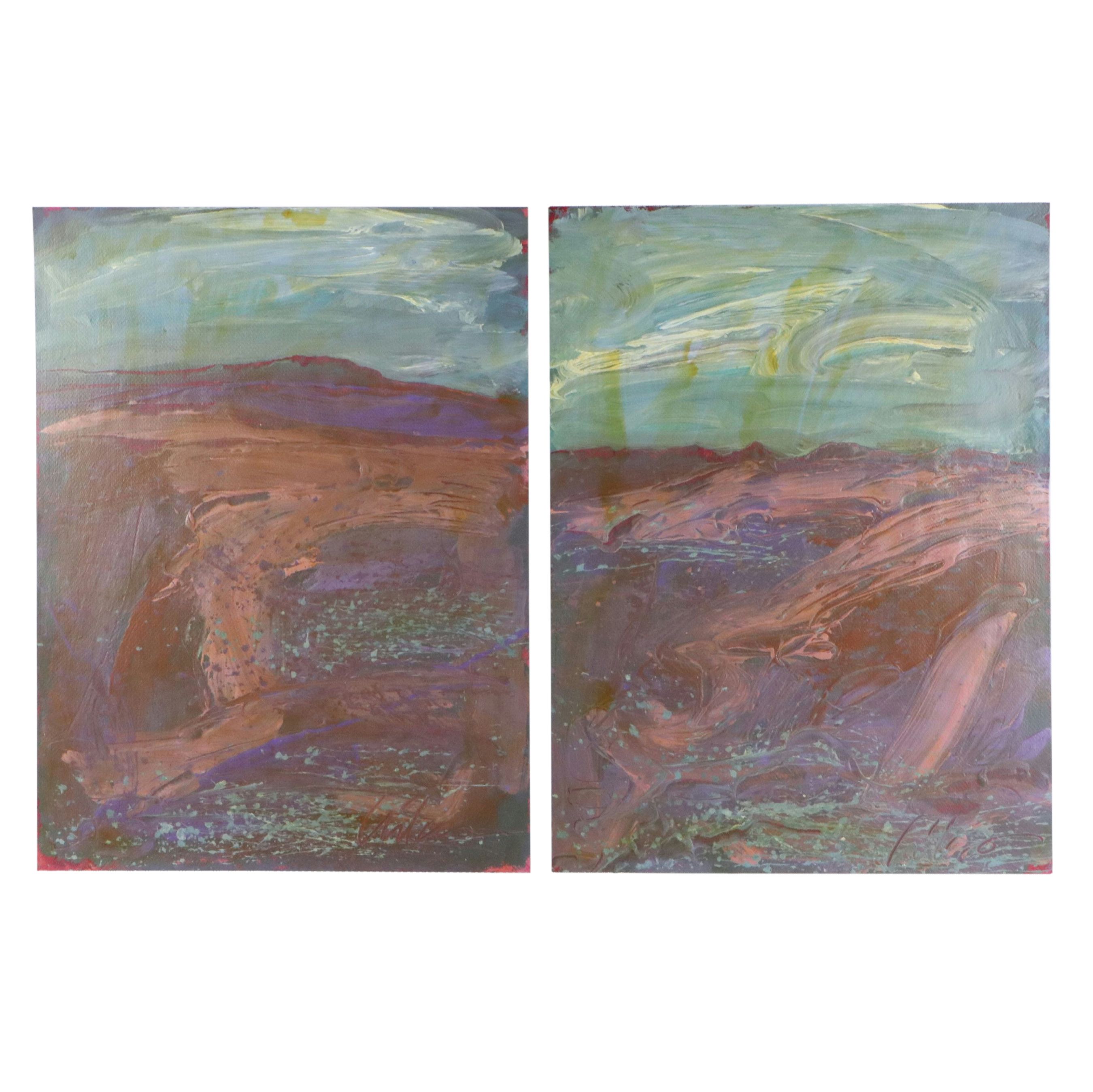 Harry Hilson Expressionist Landscape Acrylic Paintings