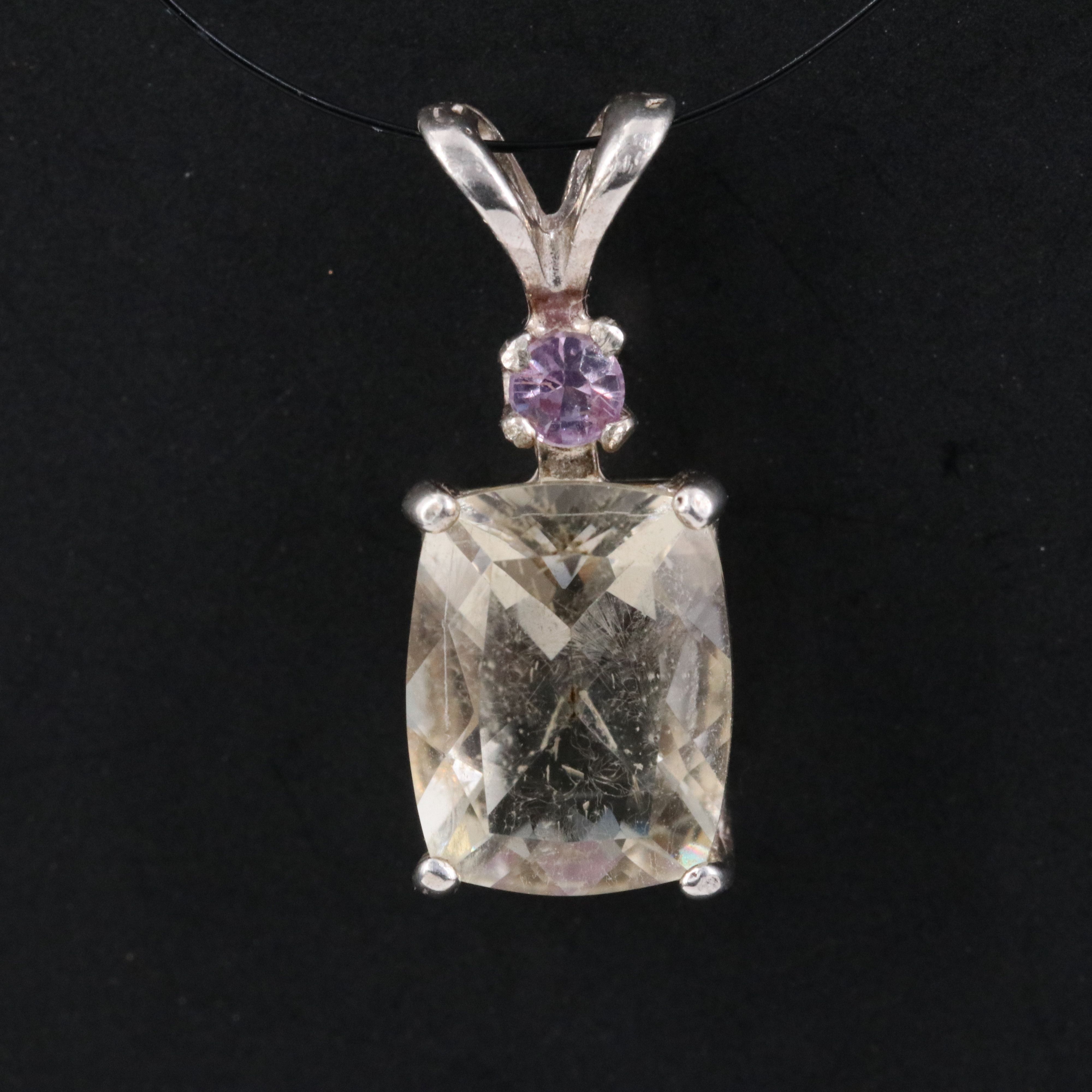 Sterling Heliodor and Pink Sapphire Pendant