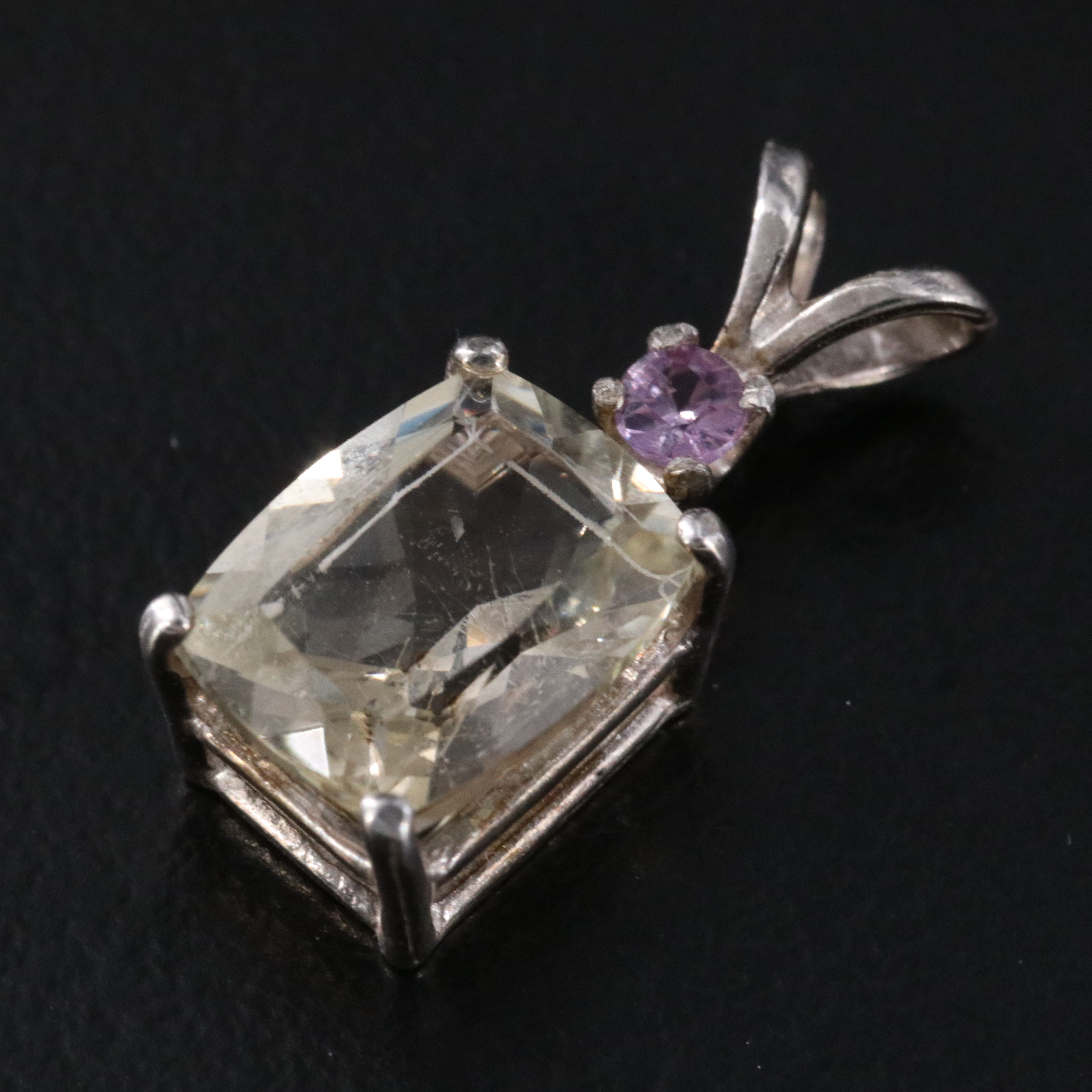 Sterling Heliodor and Pink Sapphire Pendant