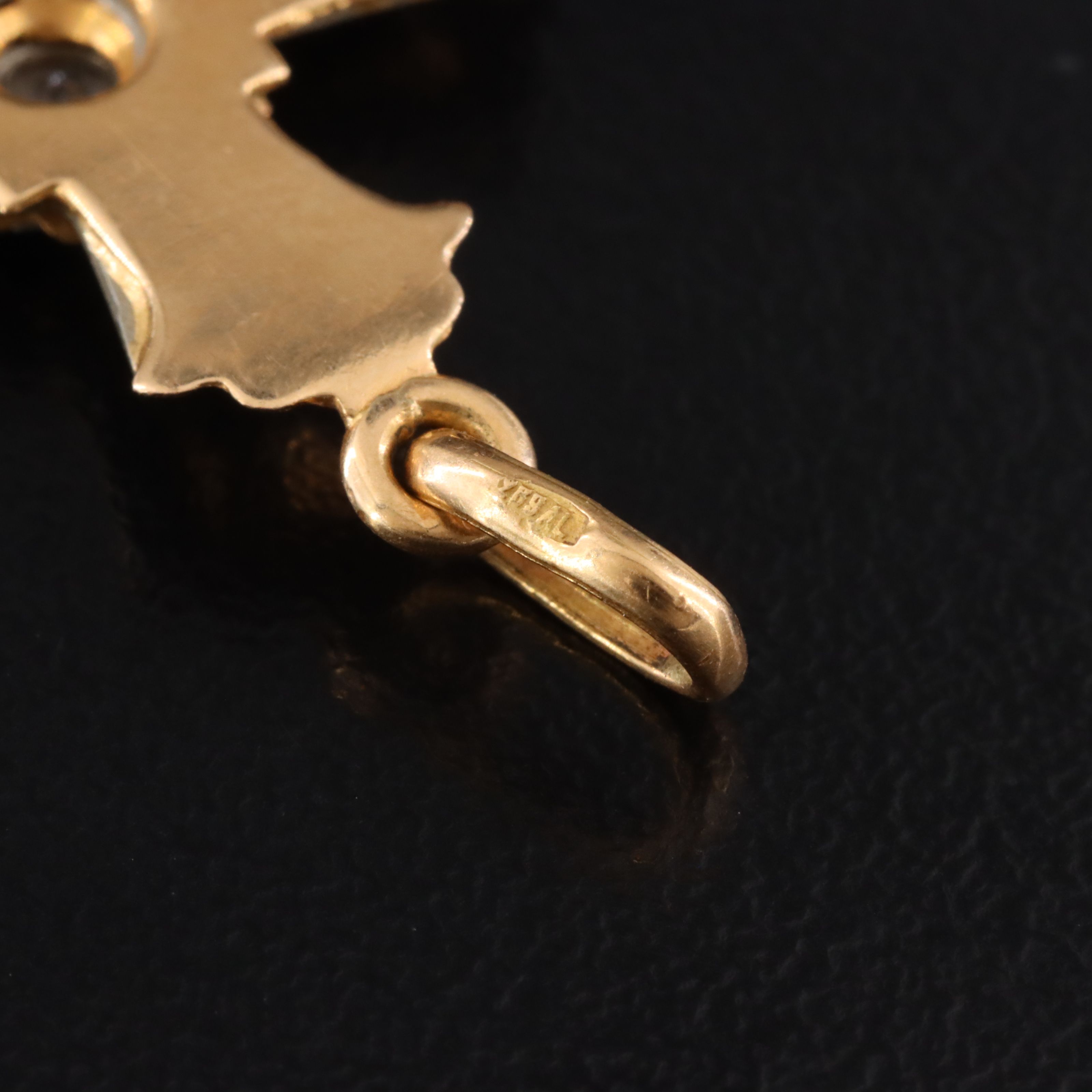 18K Two Tone White Topaz Cross Pendant