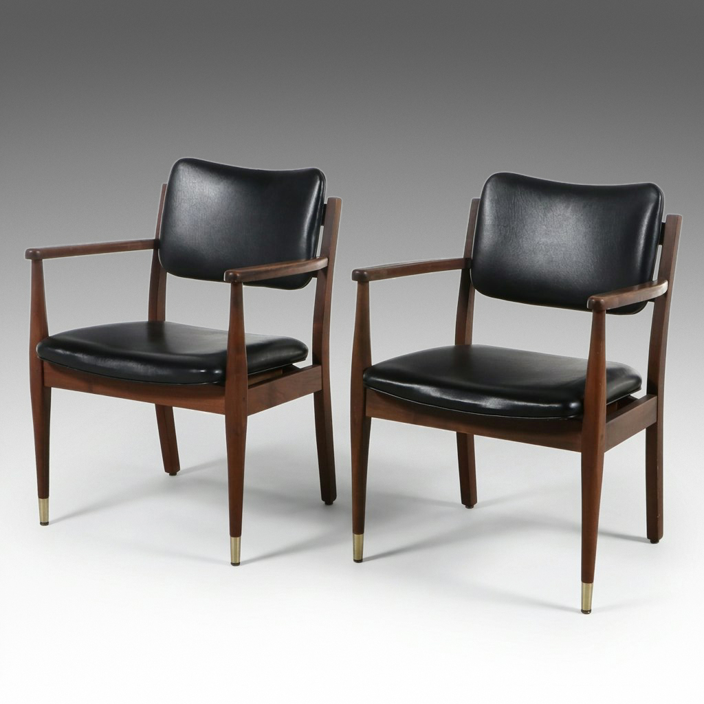 Pair of Gregson Mfg. Mid Century Modern Walnut Armchairs, c. 1960s