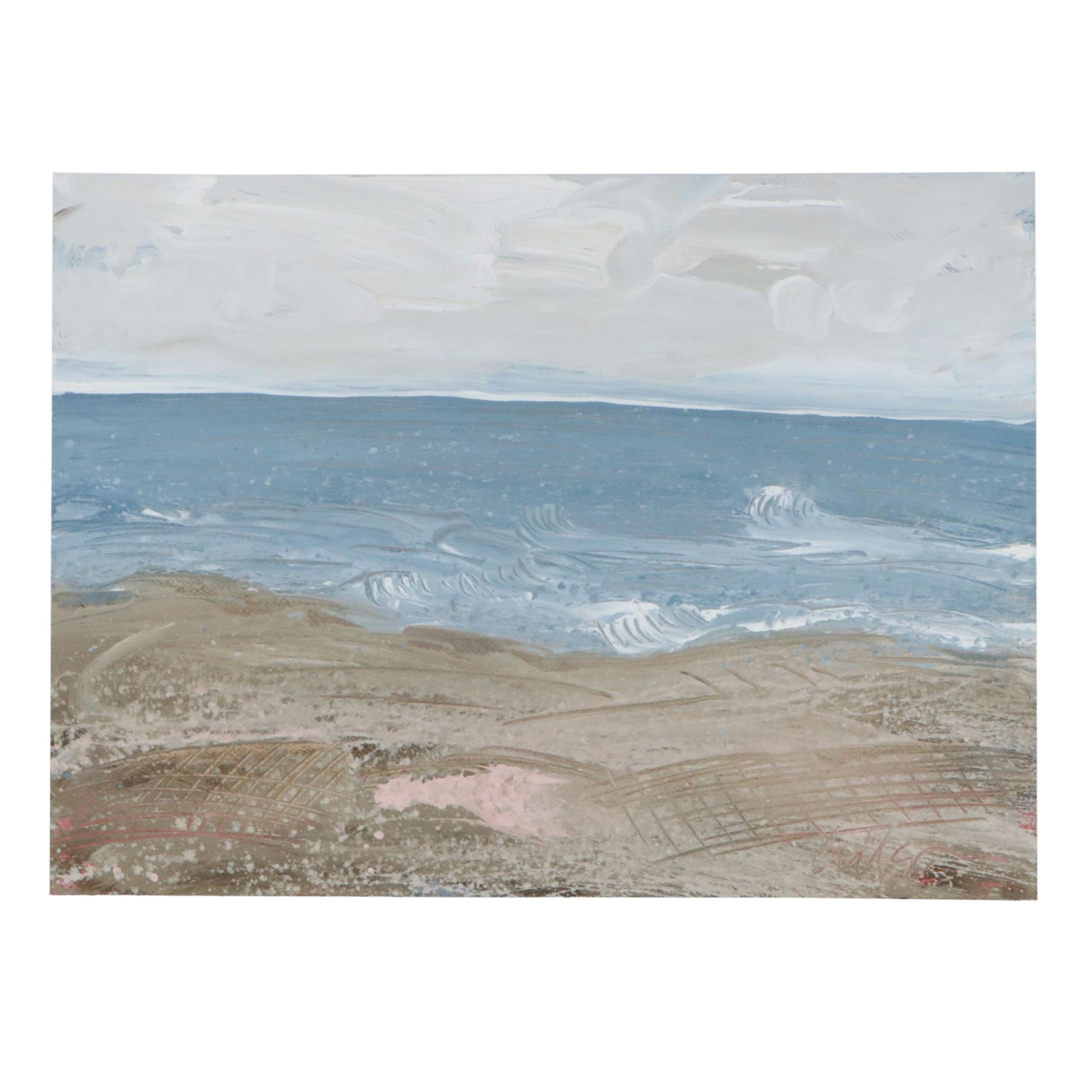 Harry Hilson Acrylic Painting "Sandy Point," Mid to Late 20th Century