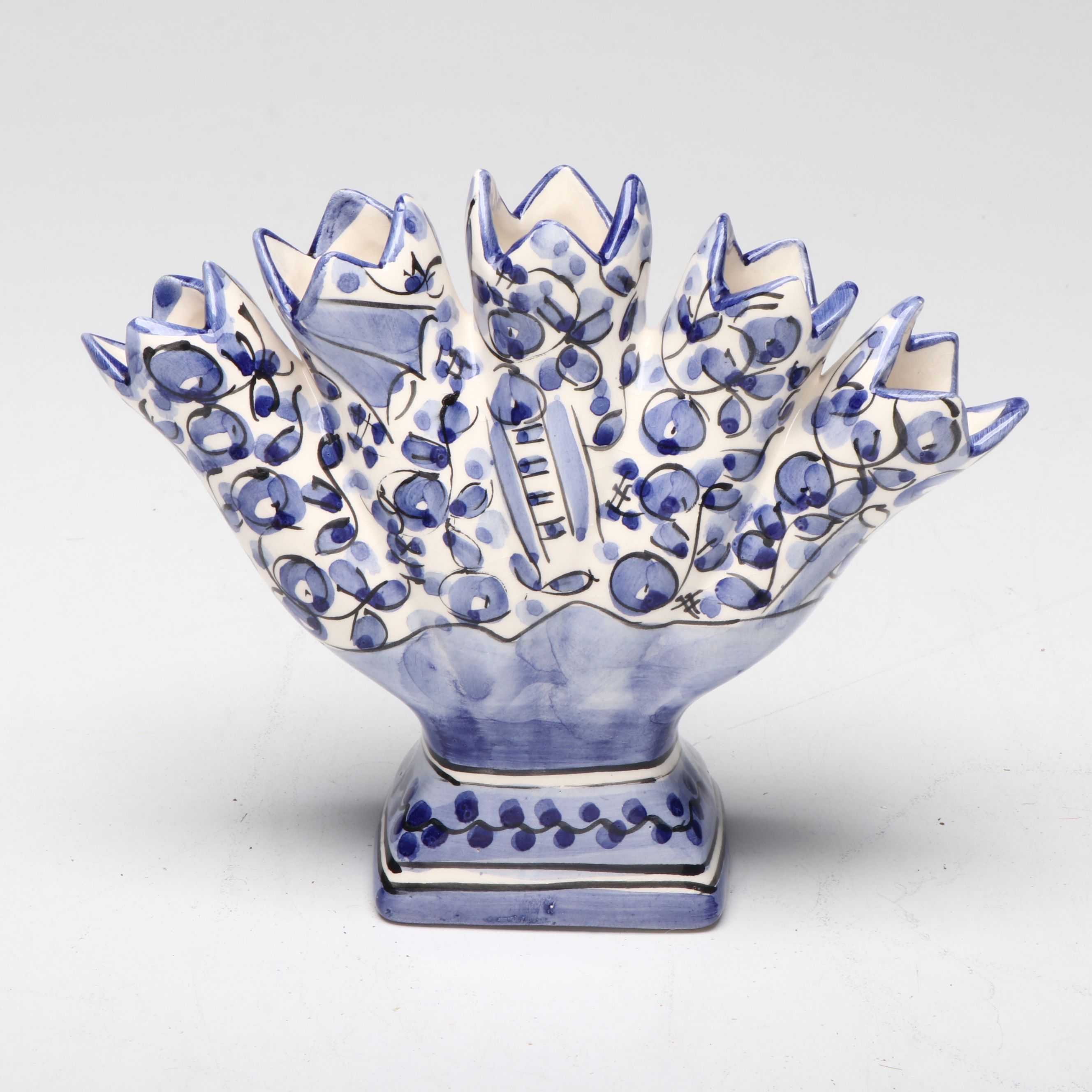 Henriot Quimper Ceramic Wall Pocket and Lidded Jar with More Hand-Painted Décor