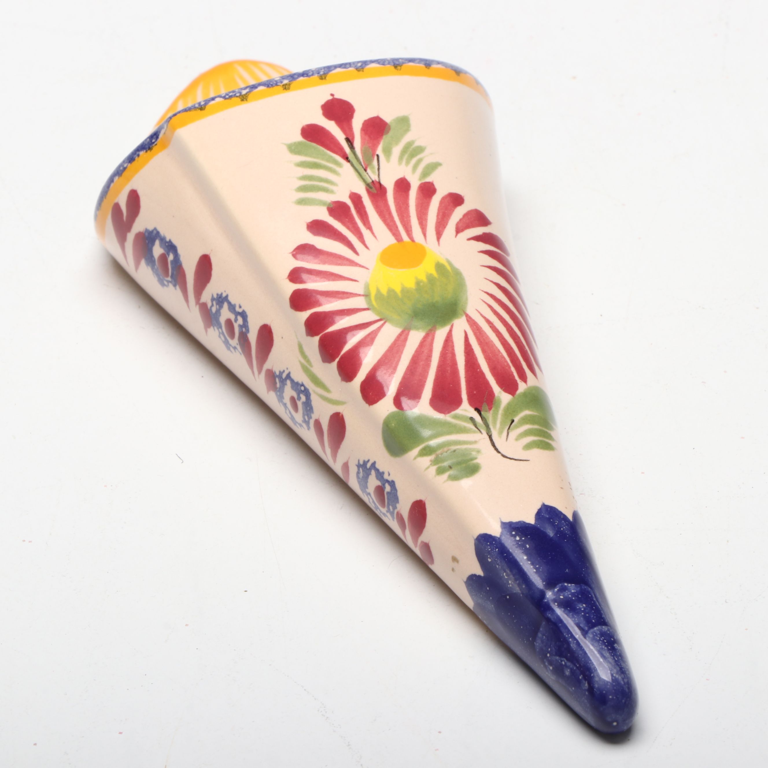 Henriot Quimper Ceramic Wall Pocket and Lidded Jar with More Hand-Painted Décor