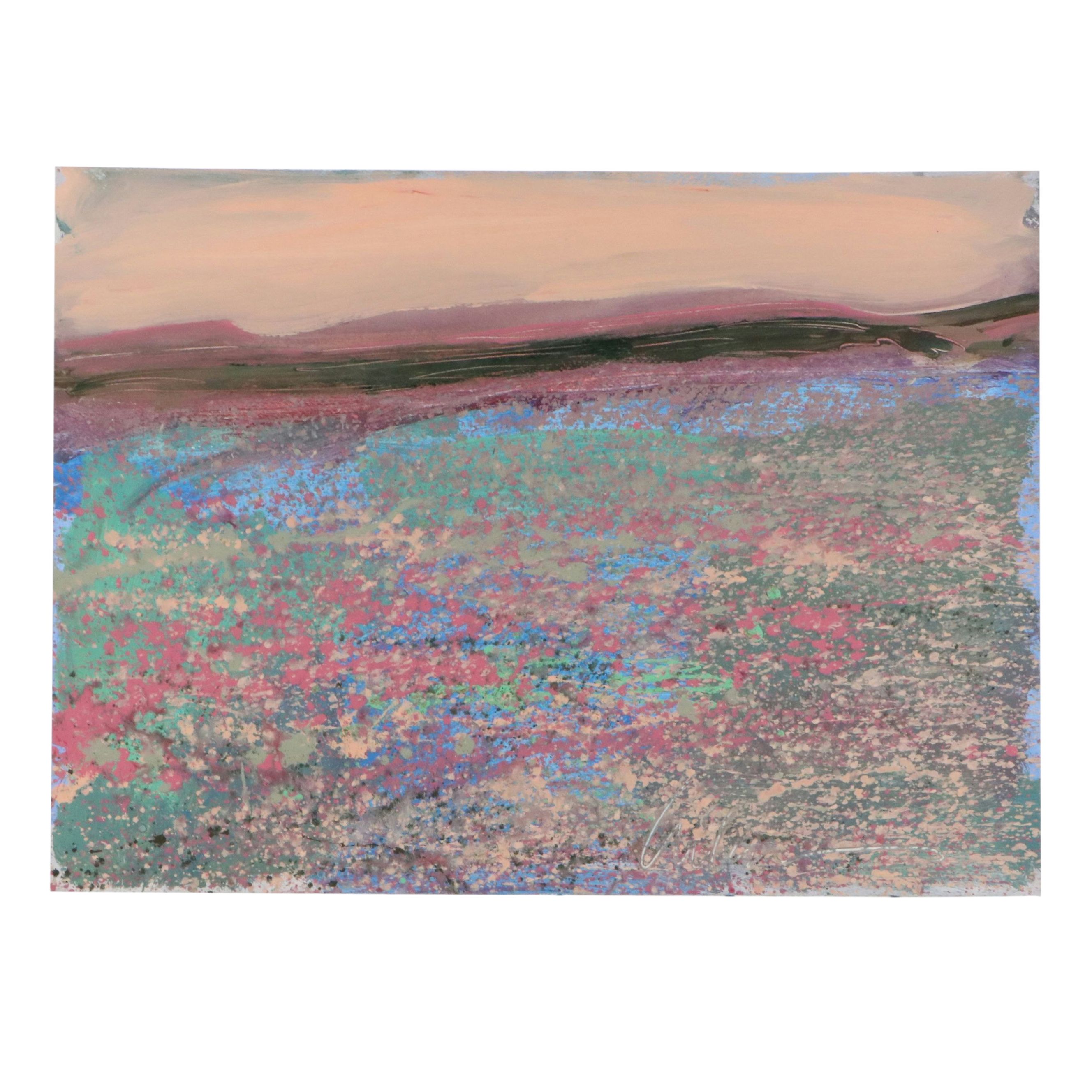 Harry Hilson Acrylic Painting "Fluid Earth," Mid to Late 20th Century