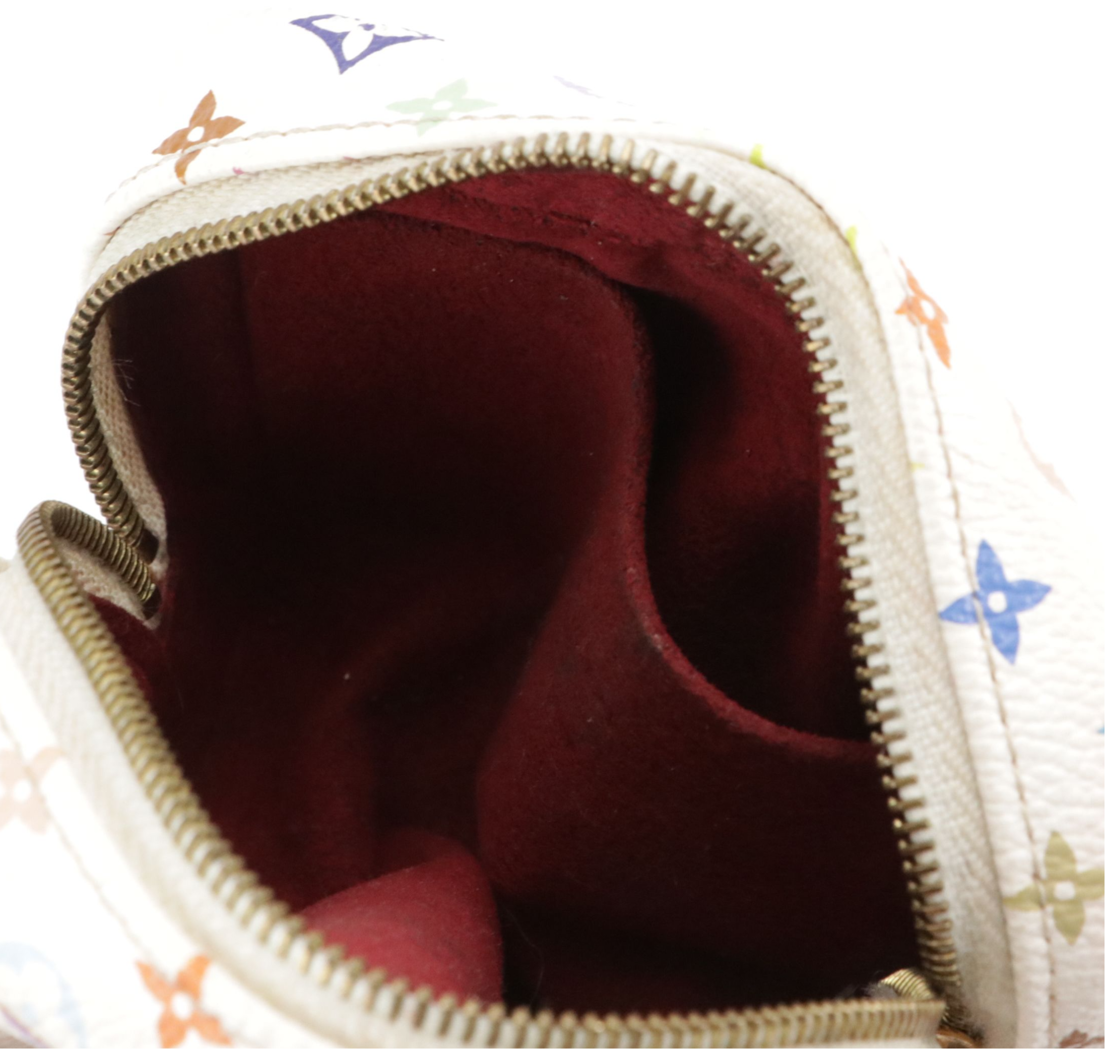 Louis Vuitton White Multicolore Coated Canvas Wapity Zip Pouch with Leather Trim
