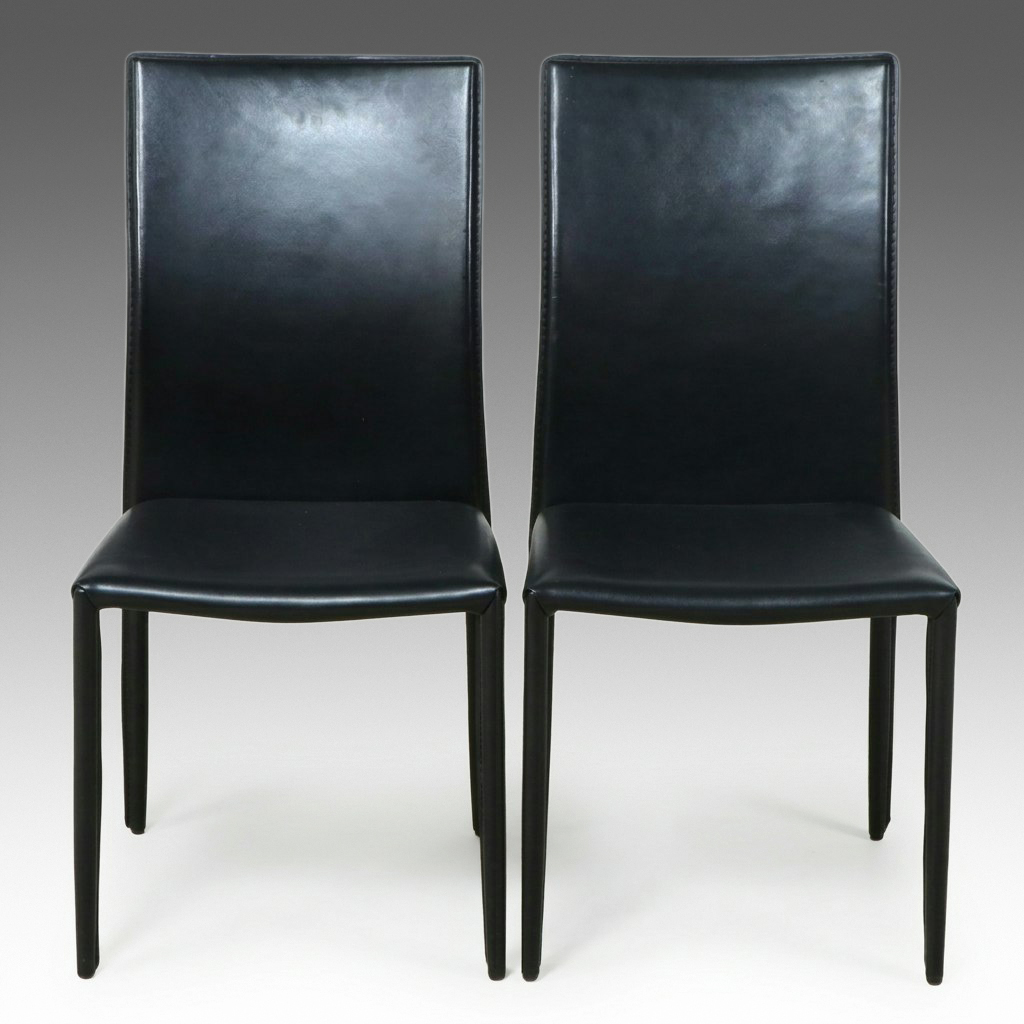 Pair of Italian Modern Style Leather Side Chairs
