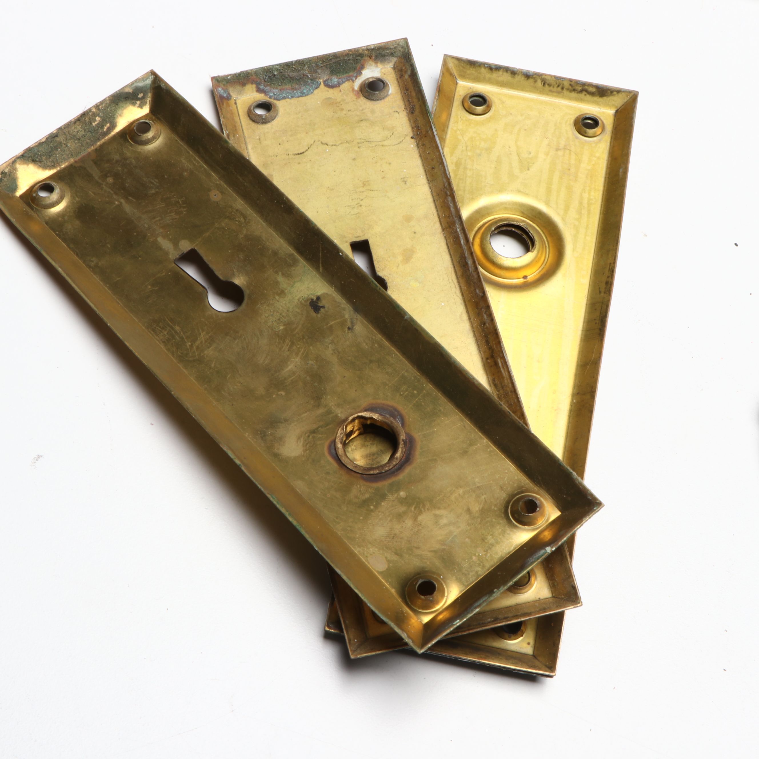 Art Nouveau Swing Arm Curtain Rods with Vintage Brass Finish Doorknobs