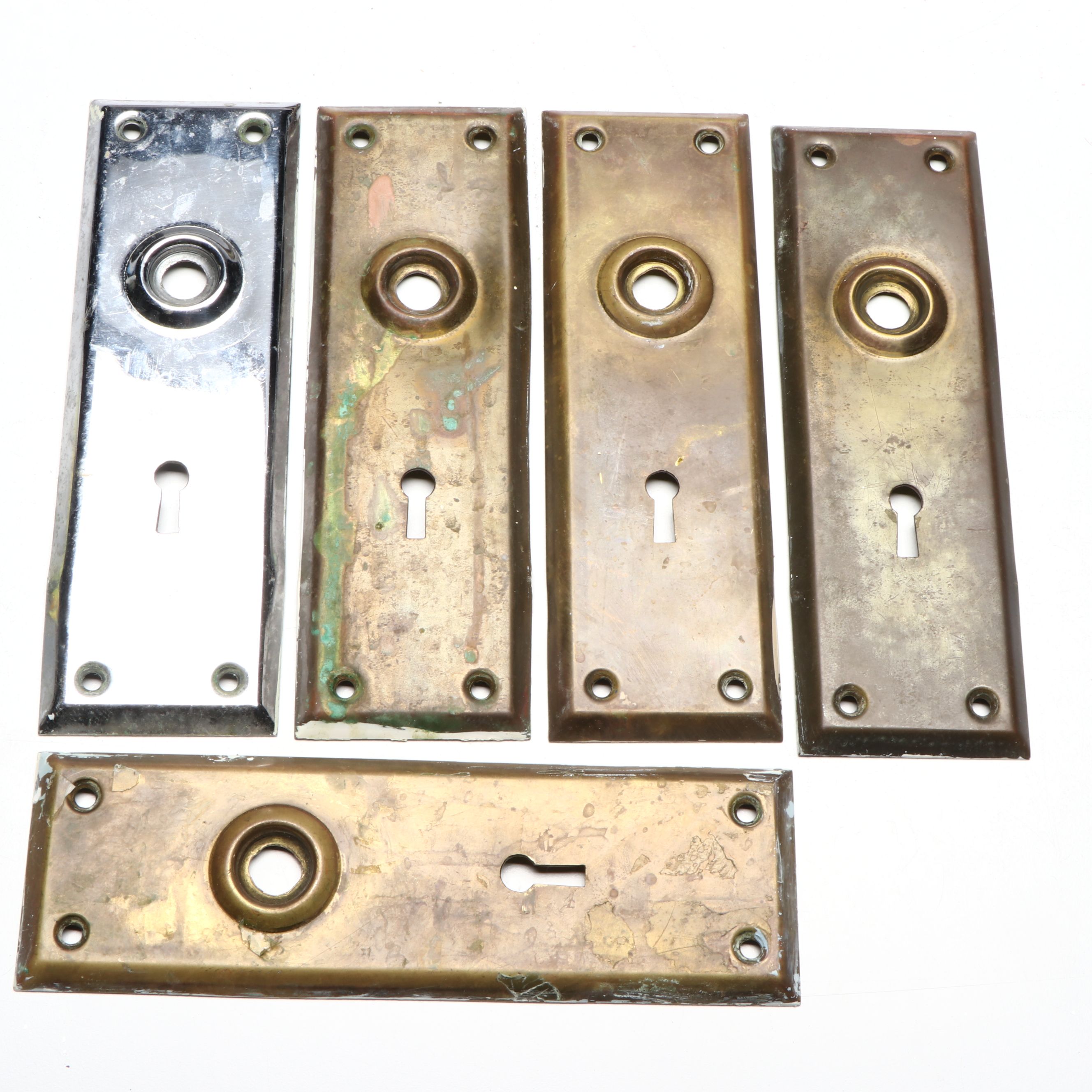 Art Nouveau Swing Arm Curtain Rods with Vintage Brass Finish Doorknobs