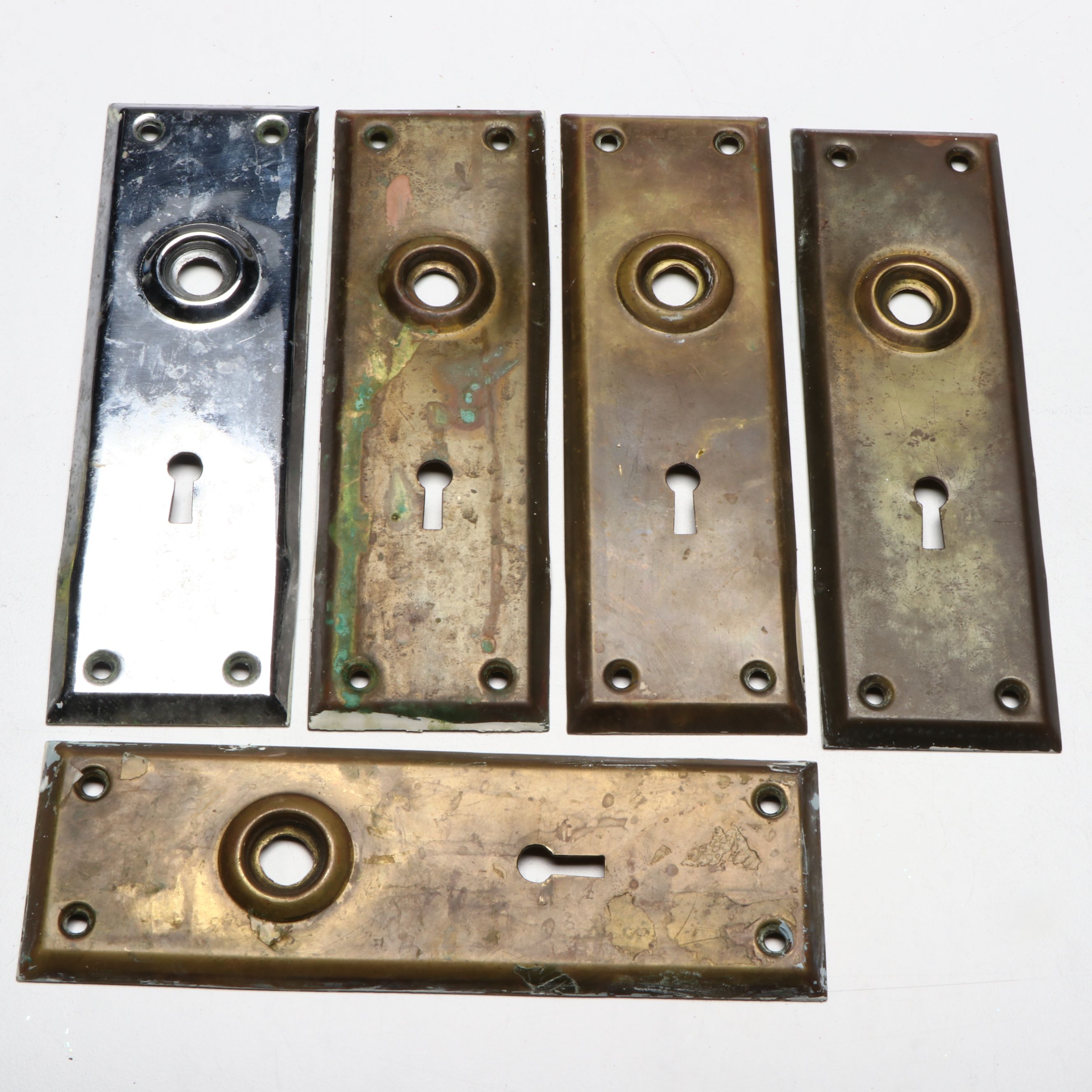 Art Nouveau Swing Arm Curtain Rods with Vintage Brass Finish Doorknobs