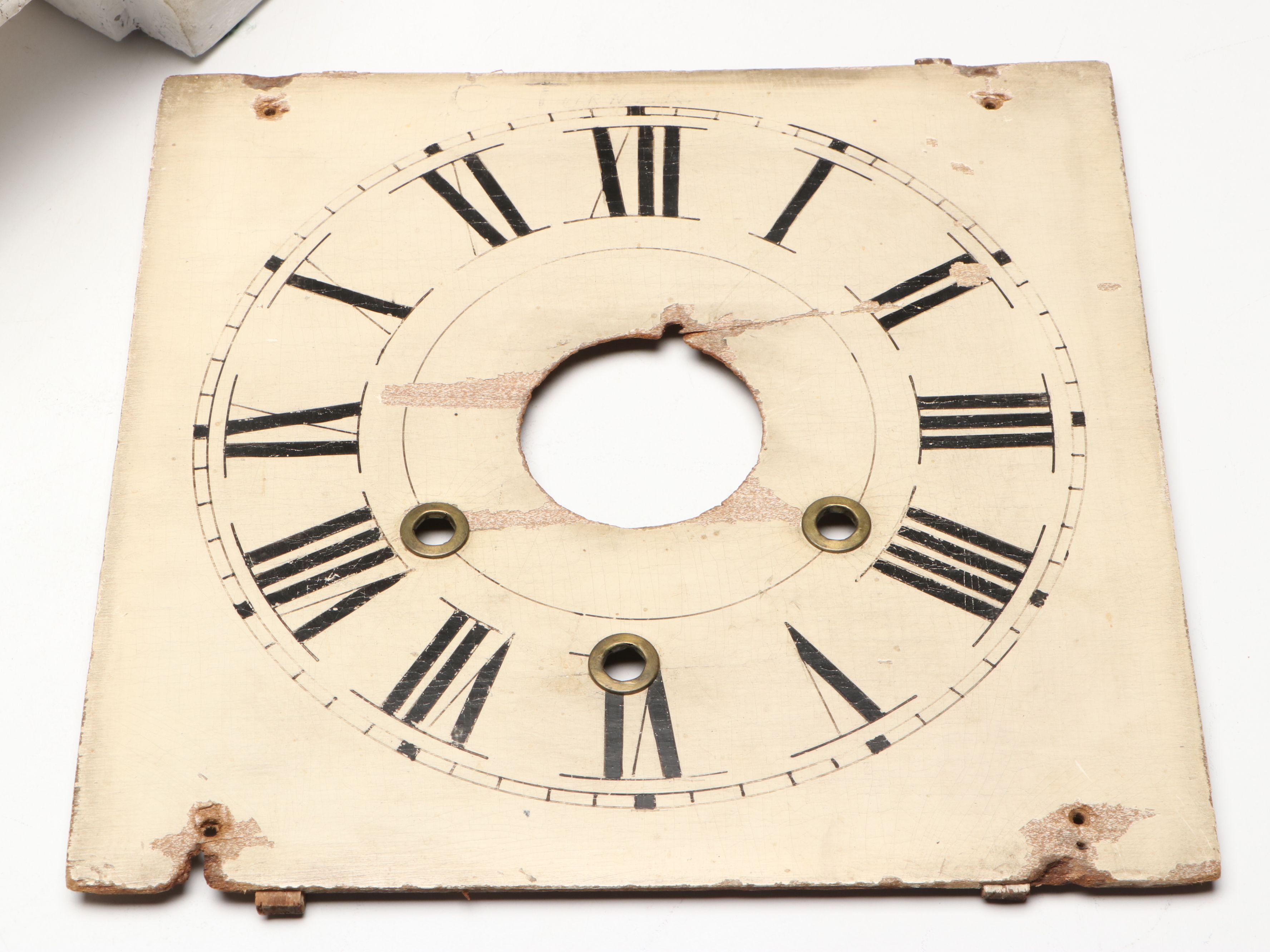 Distressed Decorative Wooden Corbel, Hanging Box and Dial Face