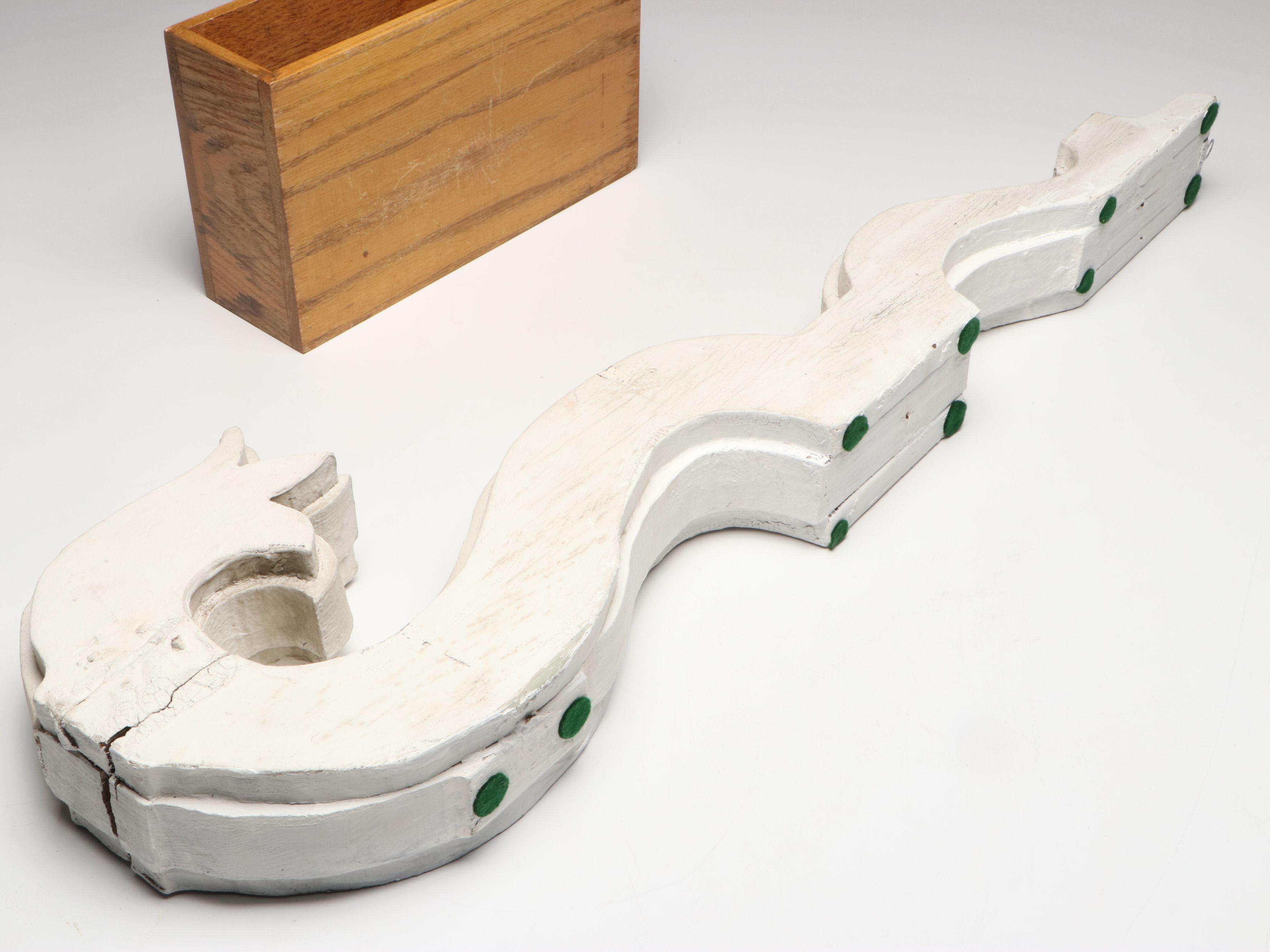 Distressed Decorative Wooden Corbel, Hanging Box and Dial Face