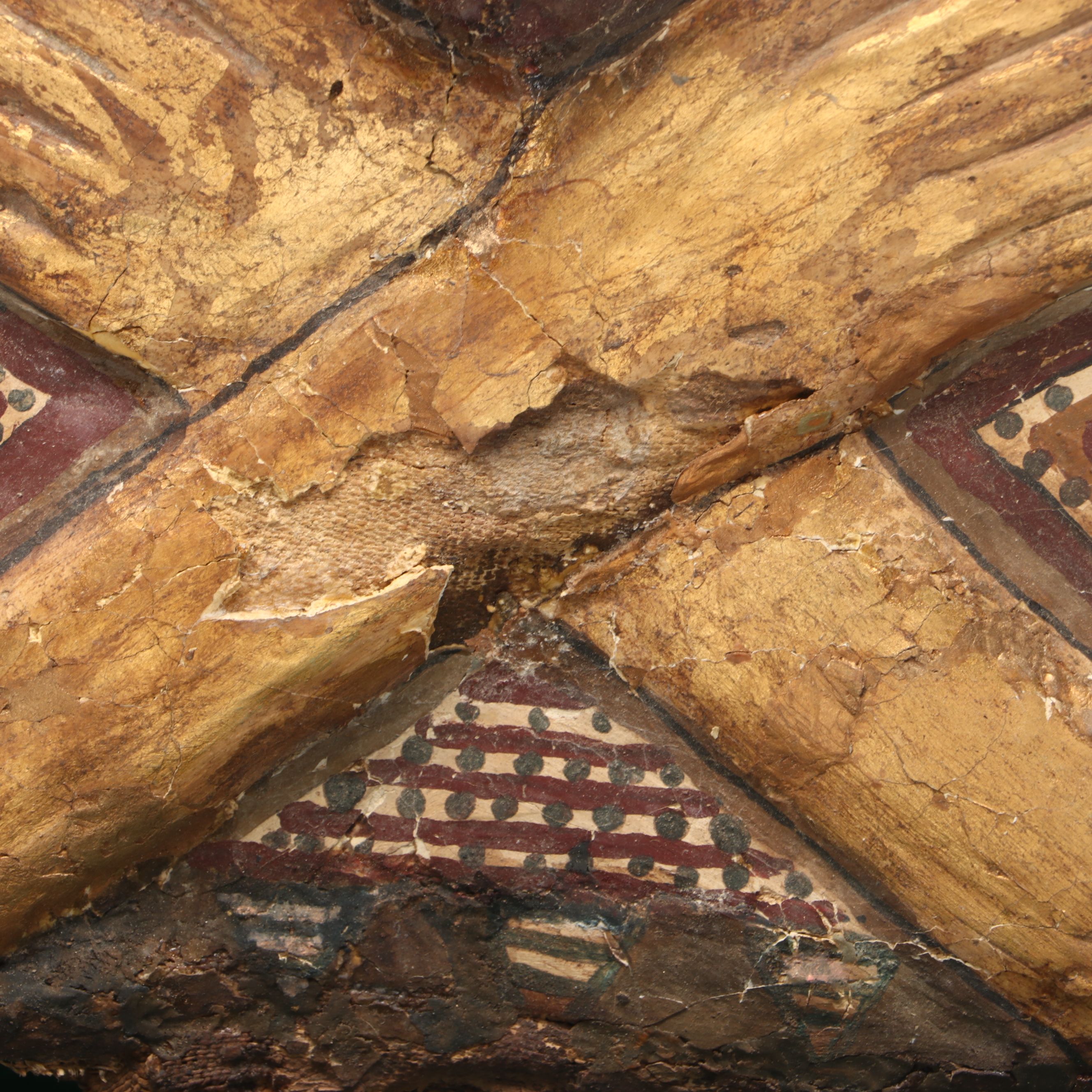Egyptian Sarcophagus Helmet Mask in Glass Case, 1st to 2nd Century CE