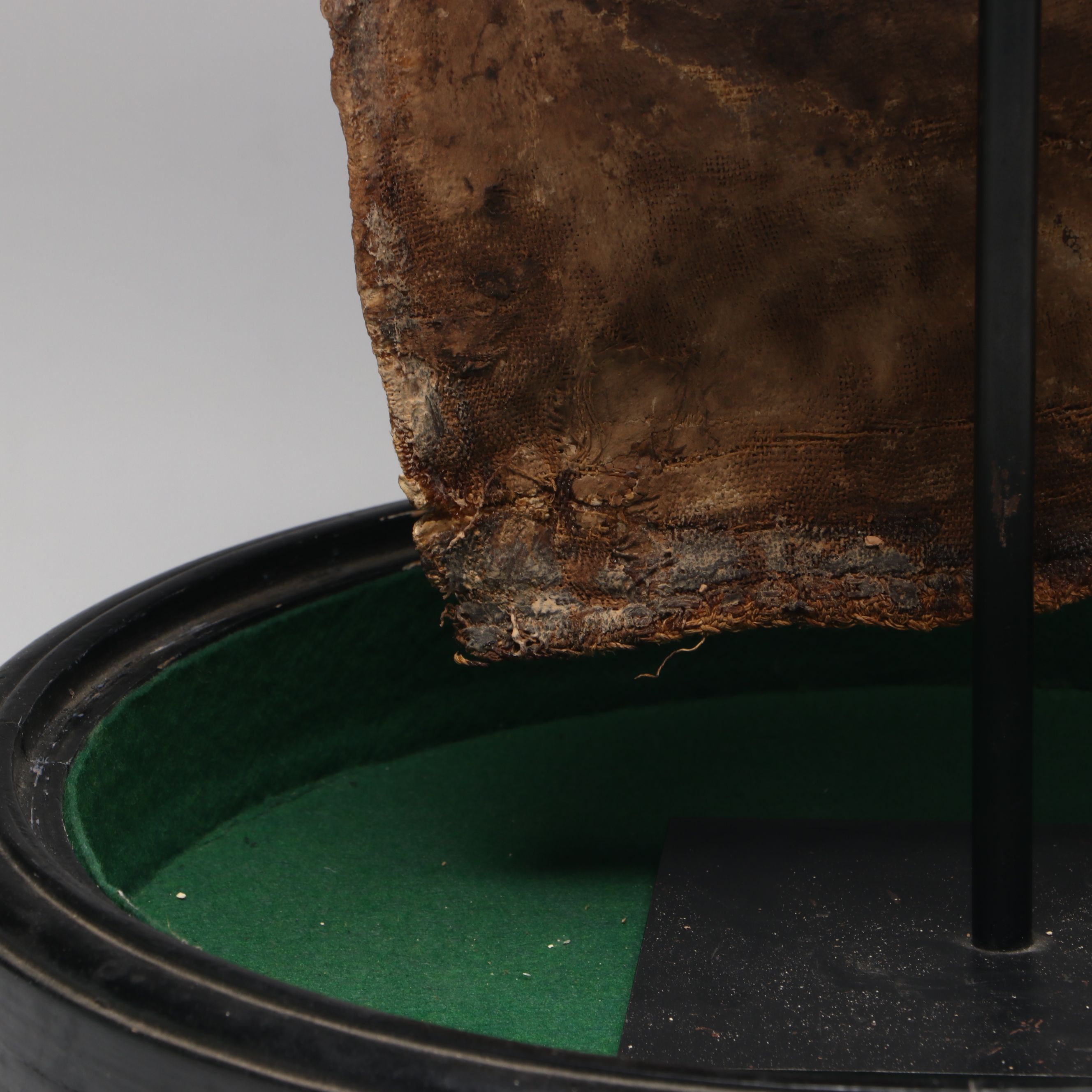 Egyptian Sarcophagus Helmet Mask in Glass Case, 1st to 2nd Century CE