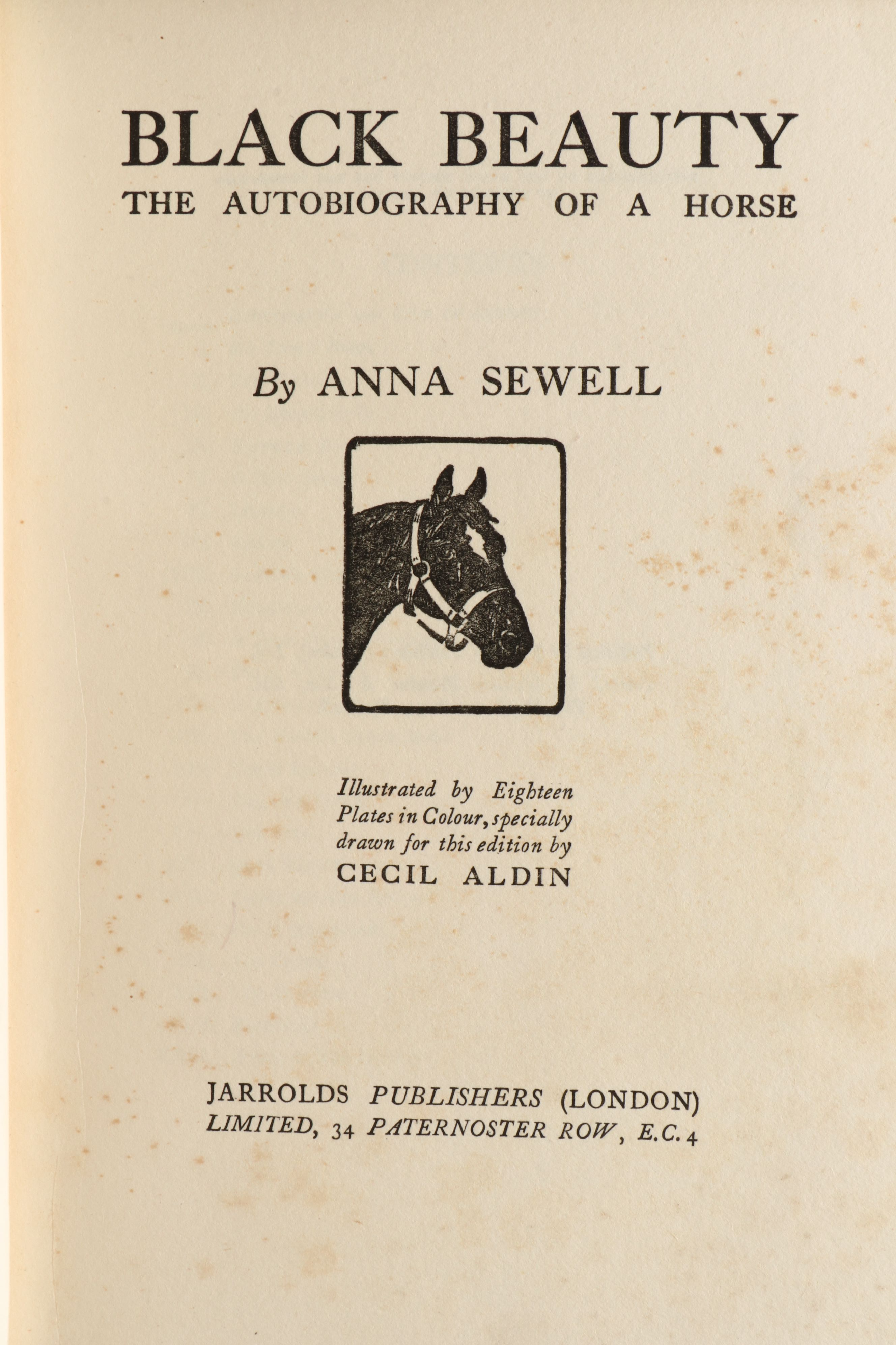 Cecil Aldin Illustrated "Black Beauty" by Anna Sewell, Early 20th Century