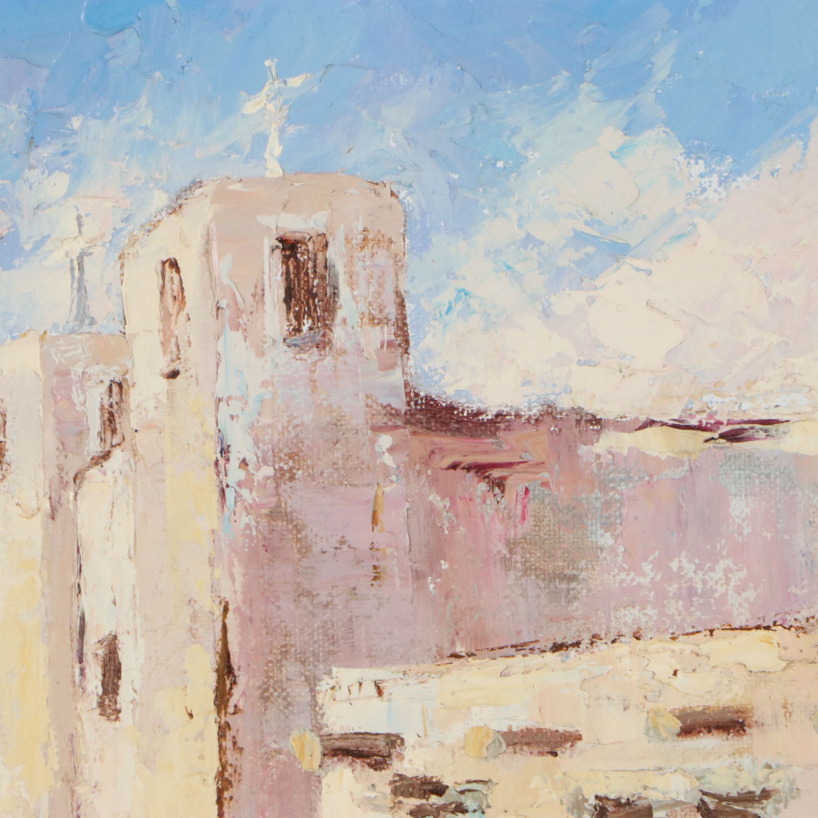 Hans Ressdorf Oil Painting "Gossip in Acoma," 20th to 21st Century