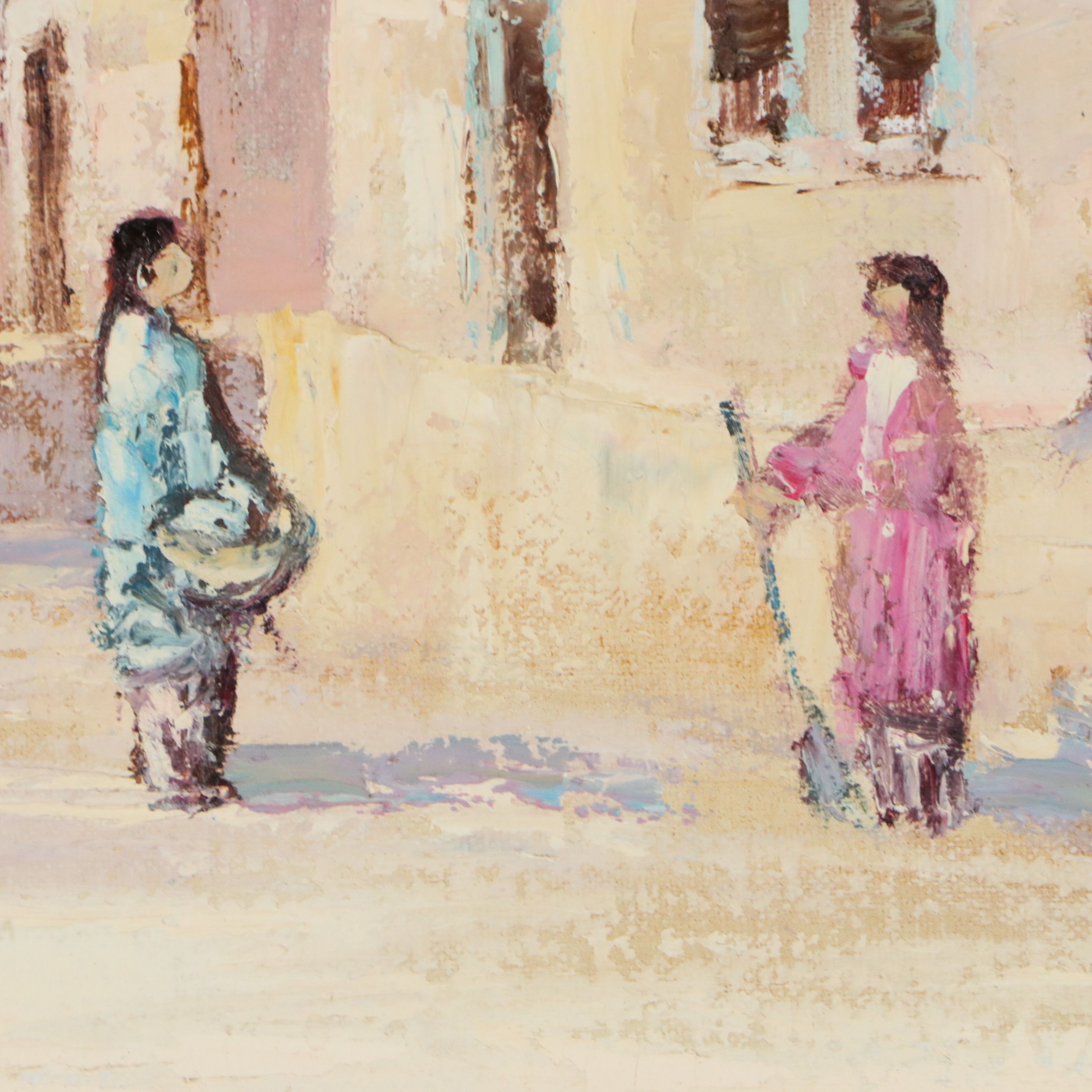 Hans Ressdorf Oil Painting "Gossip in Acoma," 20th to 21st Century