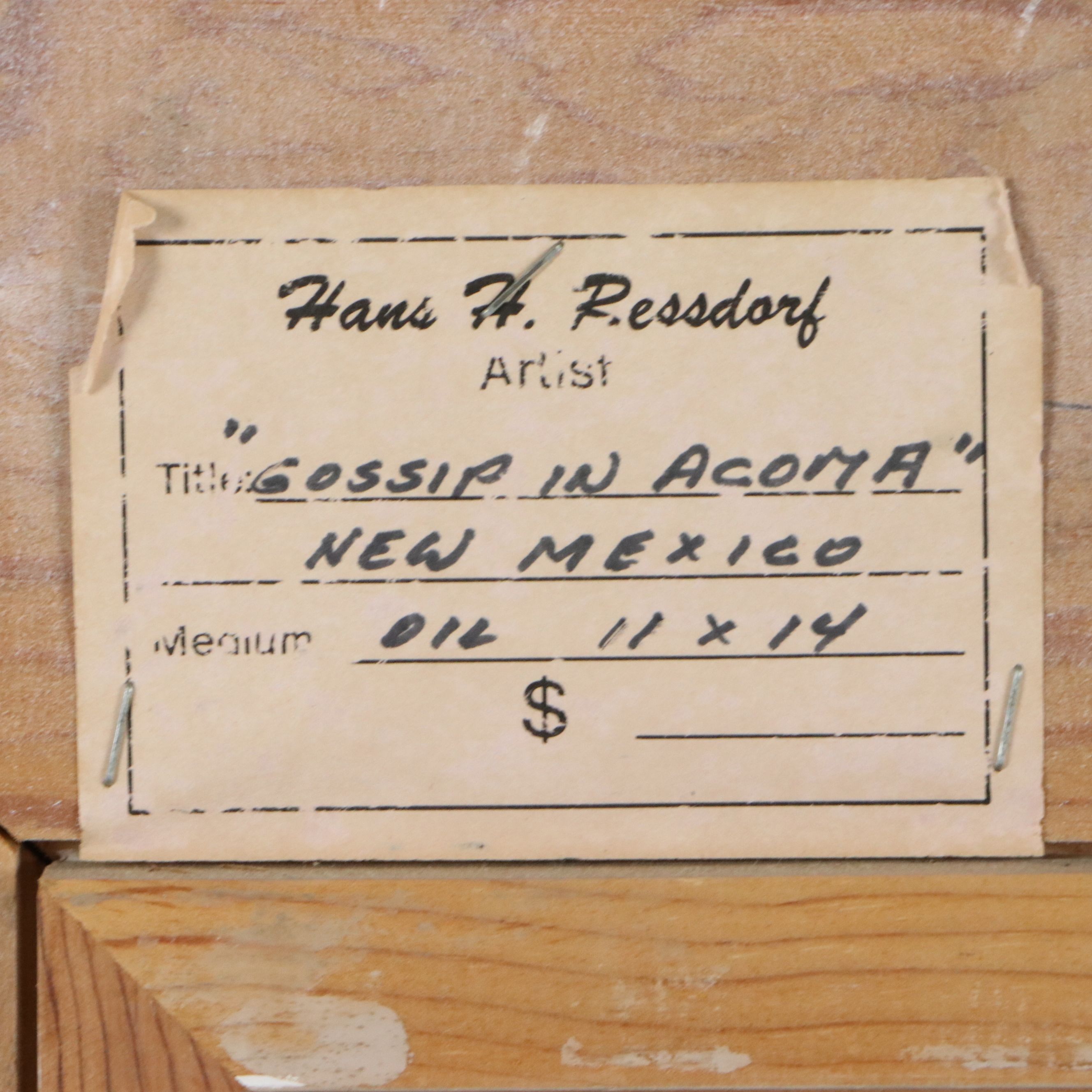 Hans Ressdorf Oil Painting "Gossip in Acoma," 20th to 21st Century