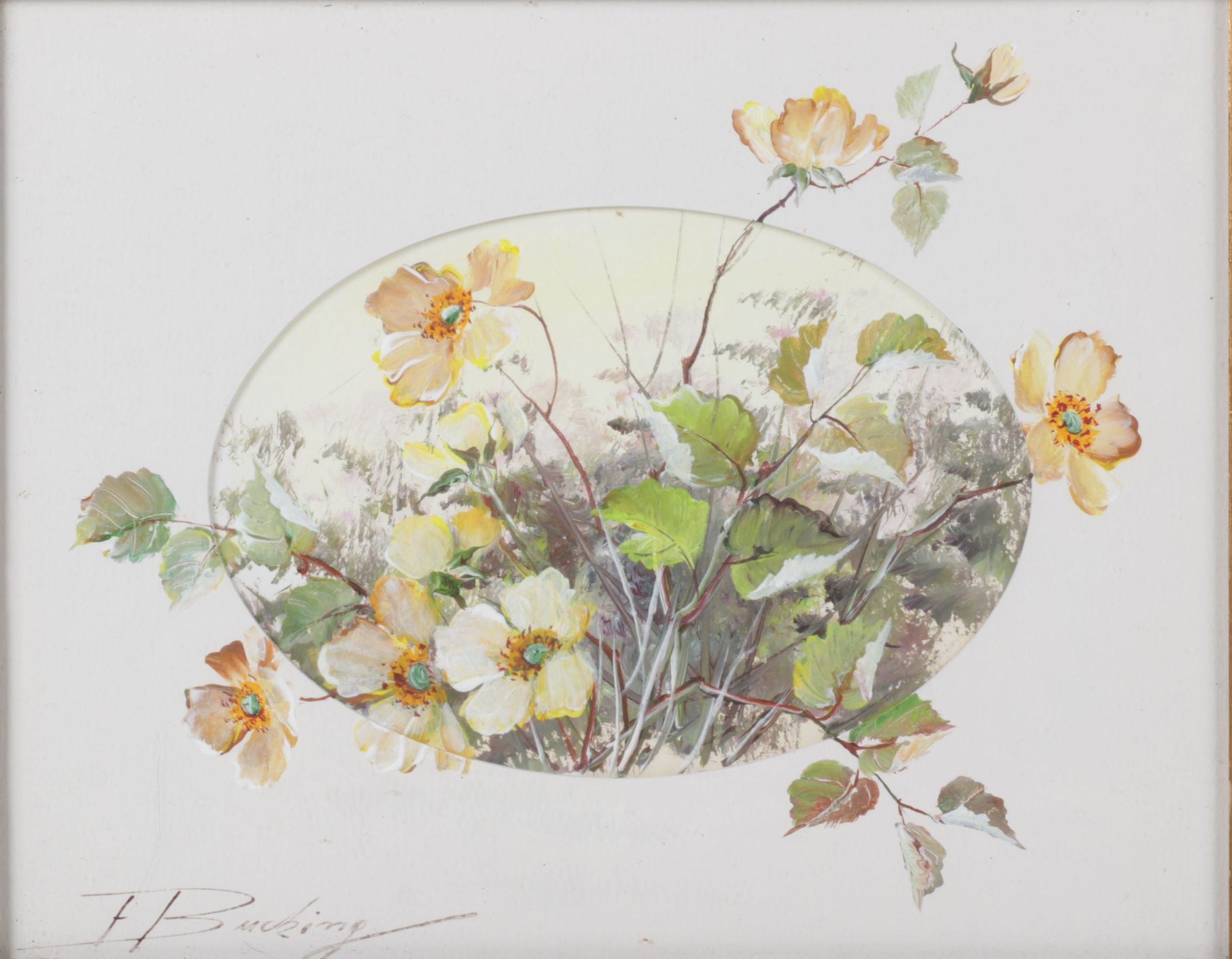 Ernestine Bucking Still Life Oil Painting of Wild Flower Bouquet in a Field