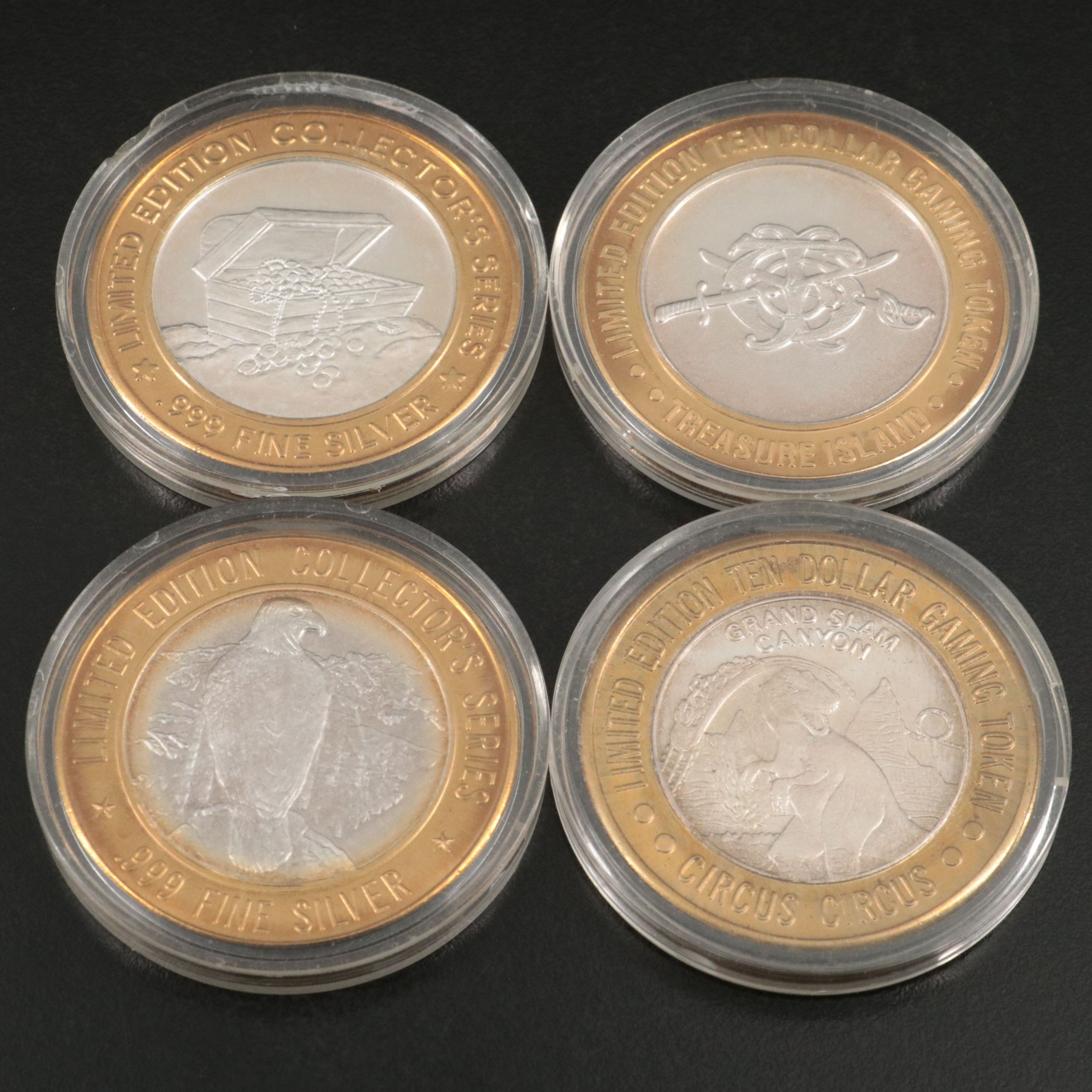 Ten Assorted Casino Partial Silver Gambling Tokens