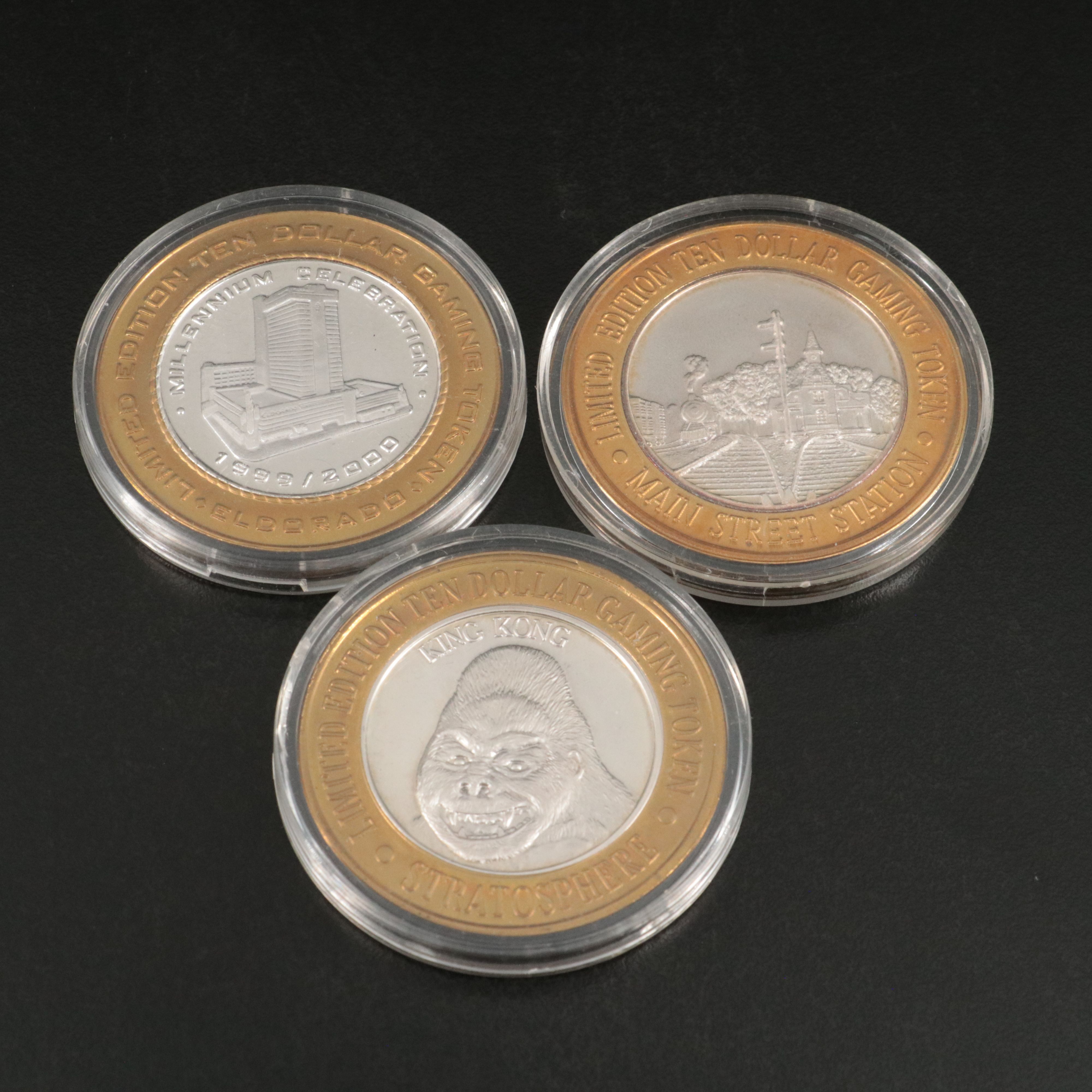 Ten Assorted Casino Partial Silver Gambling Tokens