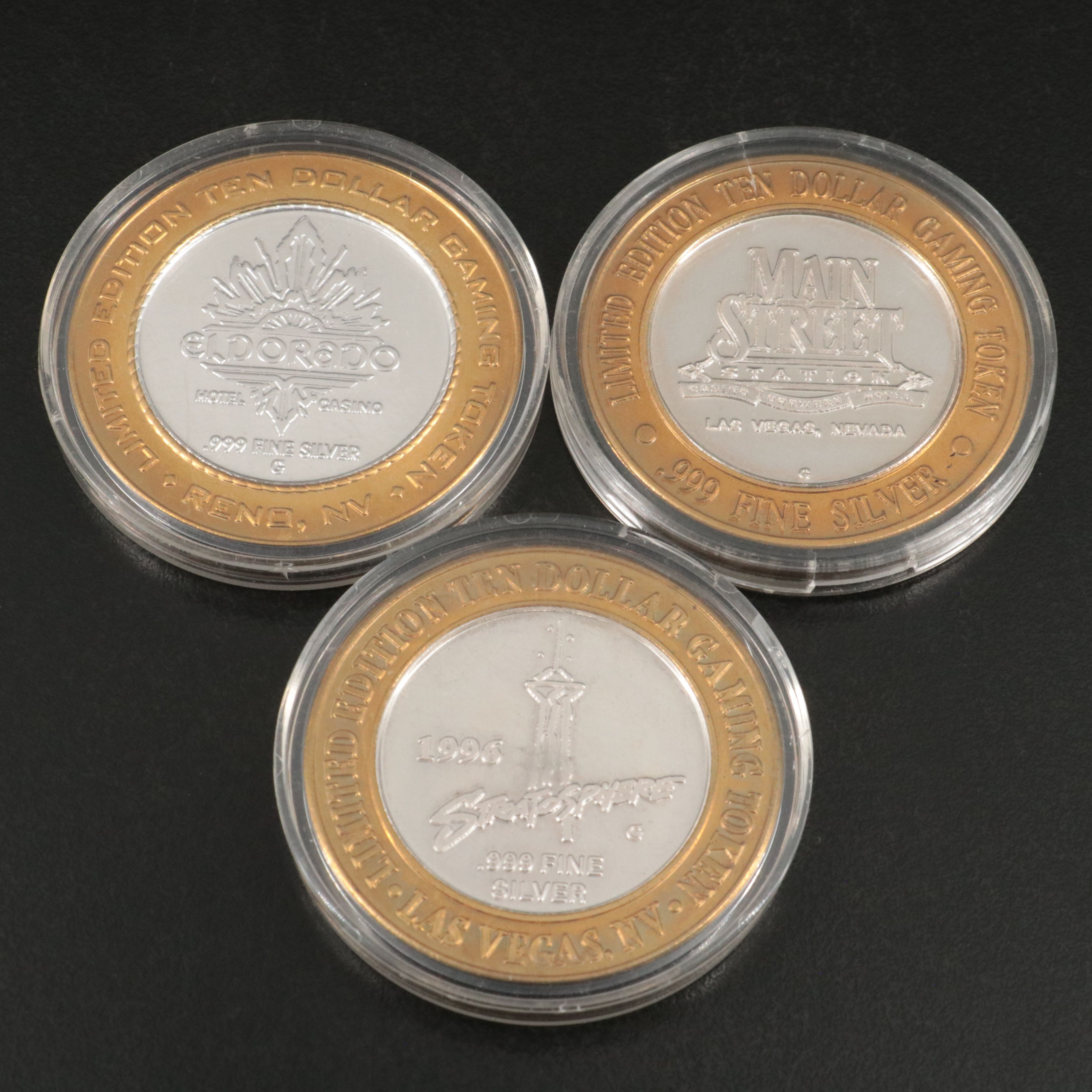 Ten Assorted Casino Partial Silver Gambling Tokens