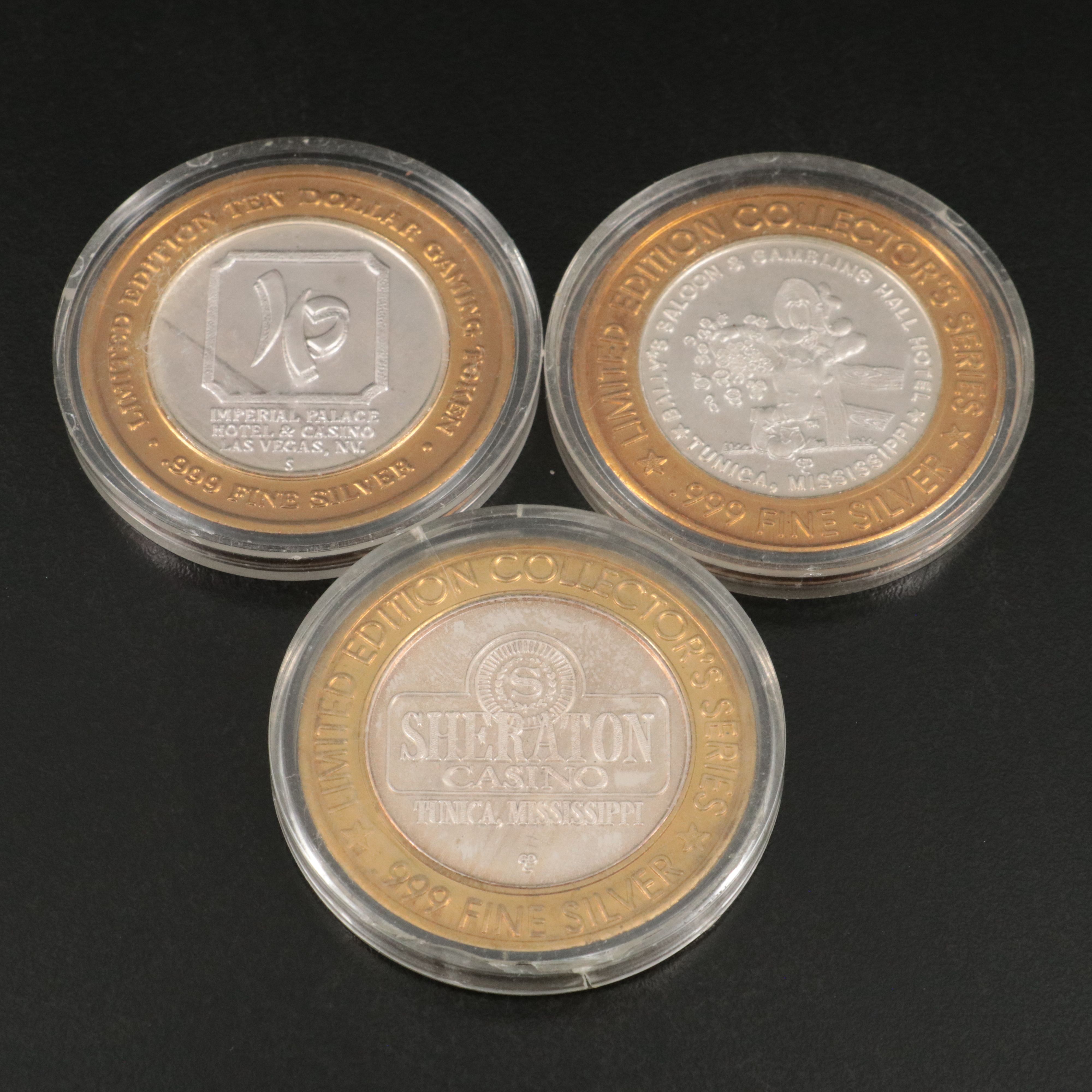 Ten Assorted Casino Partial Silver Gambling Tokens