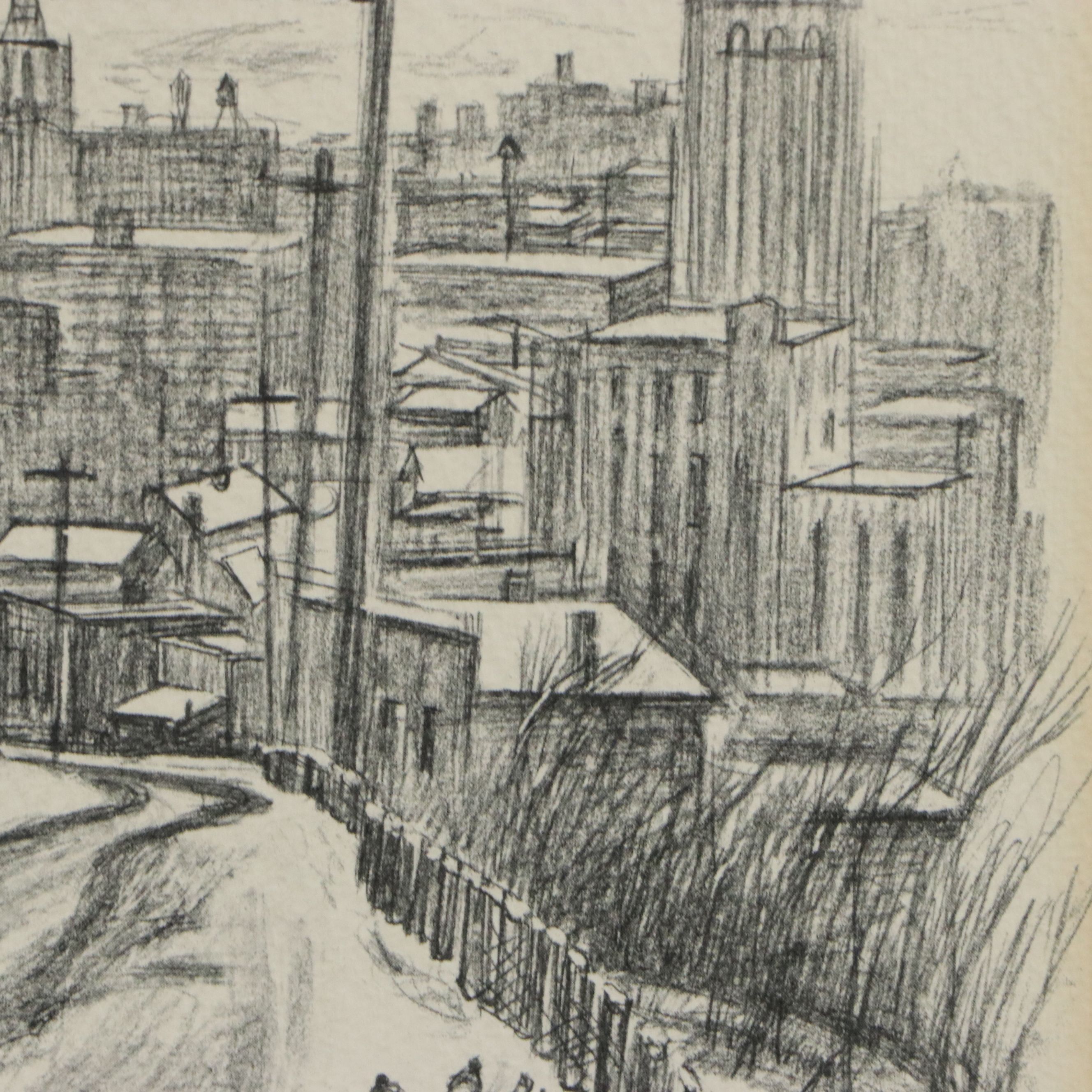 Floyd Berg Offset Lithograph "Winter Afternoon," Late 20th Century