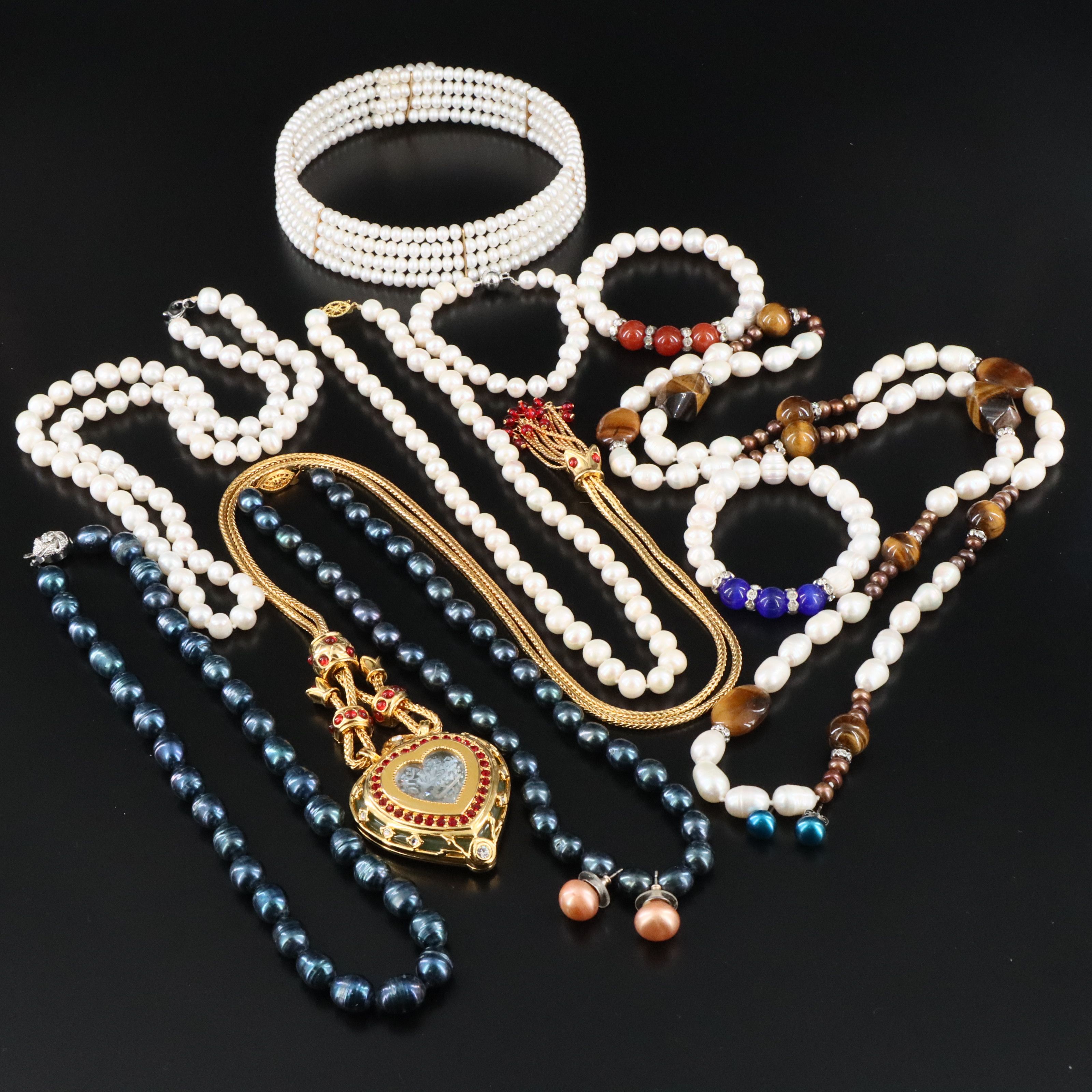 Pearl, Tiger's Eye, and Rhinestone Featured in Jewelry Collection