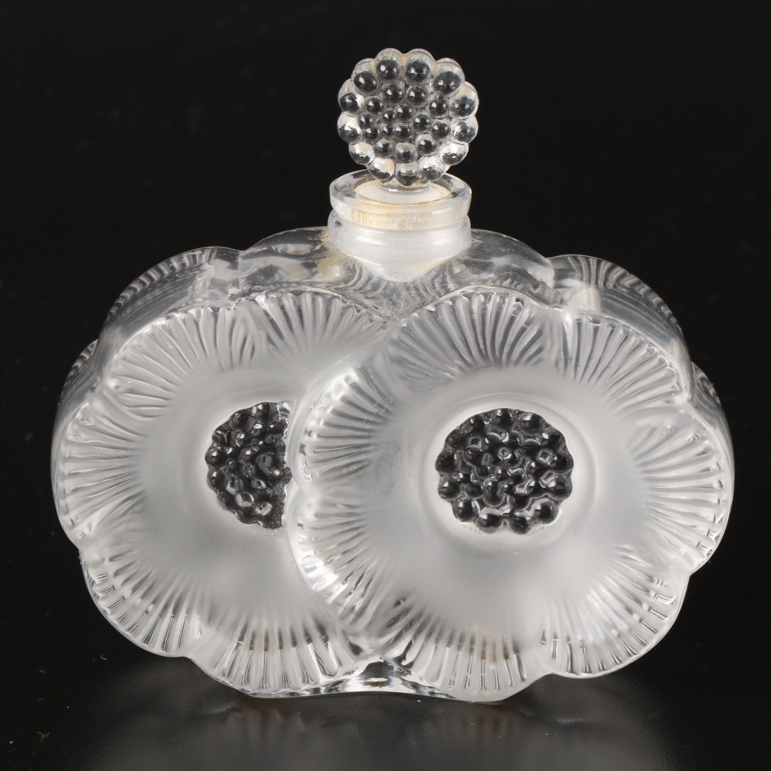 Lalique "Deux Fleurs" Crystal Perfume Bottle and Hoya "River Lily" Square Plate