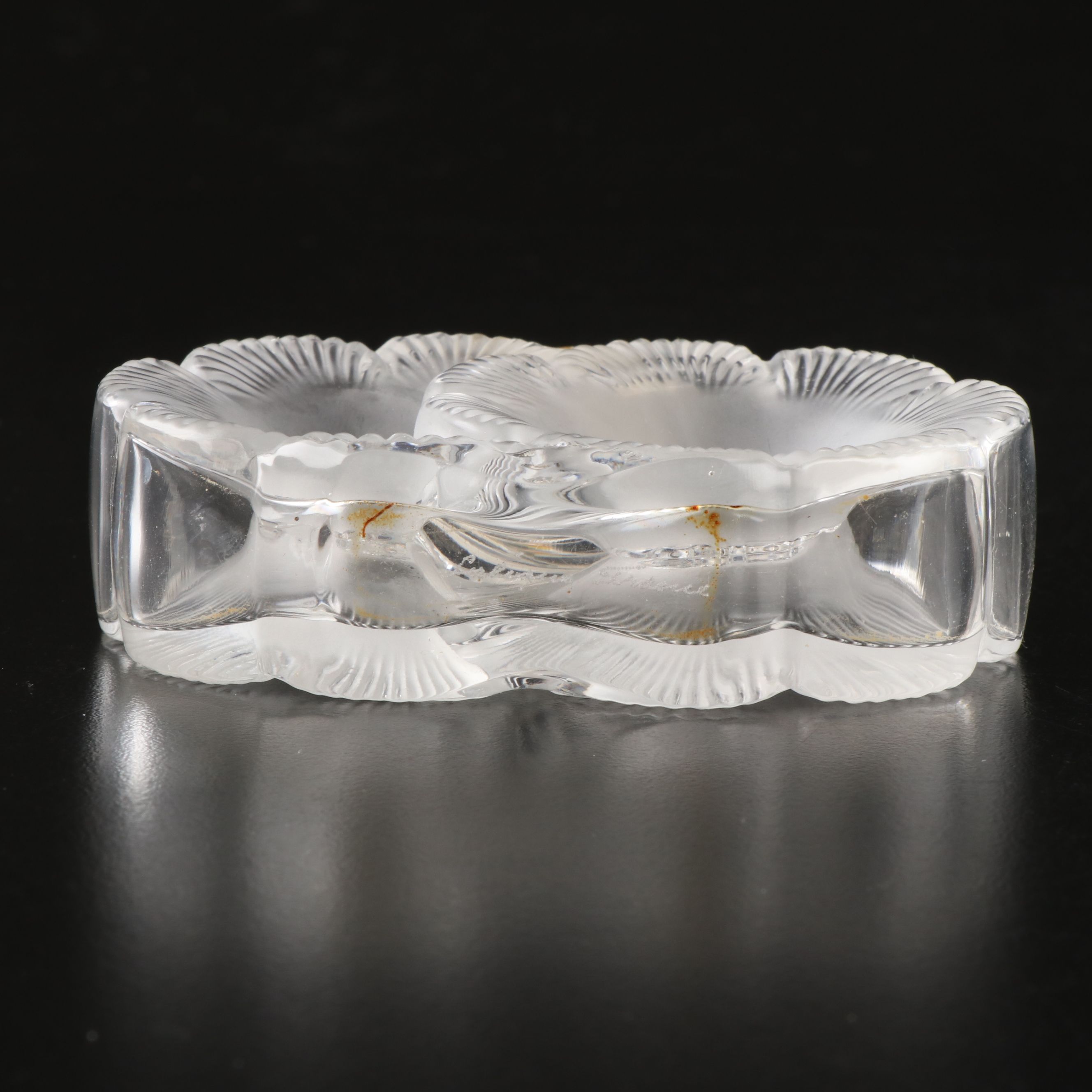 Lalique "Deux Fleurs" Crystal Perfume Bottle and Hoya "River Lily" Square Plate