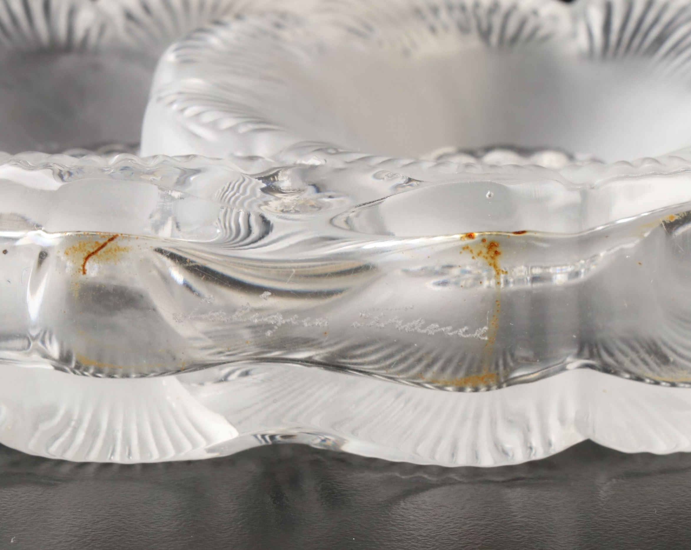 Lalique "Deux Fleurs" Crystal Perfume Bottle and Hoya "River Lily" Square Plate