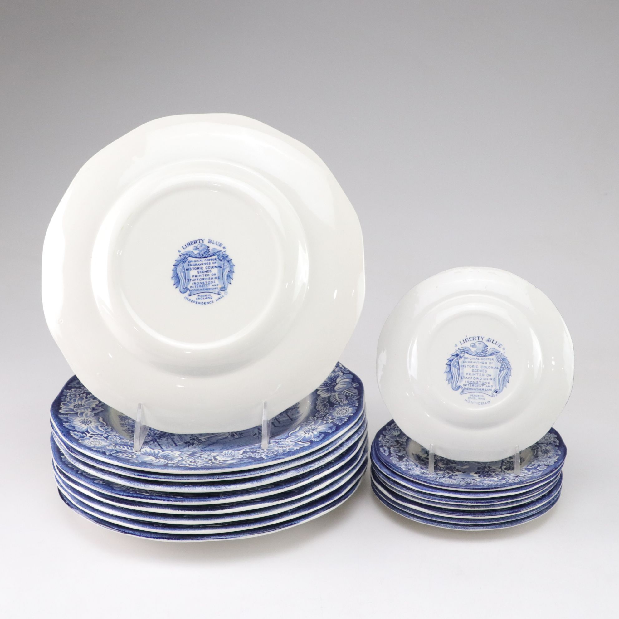 Staffordshire "Liberty Blue" Ironstone Plates, Platter and Other Dinnerware