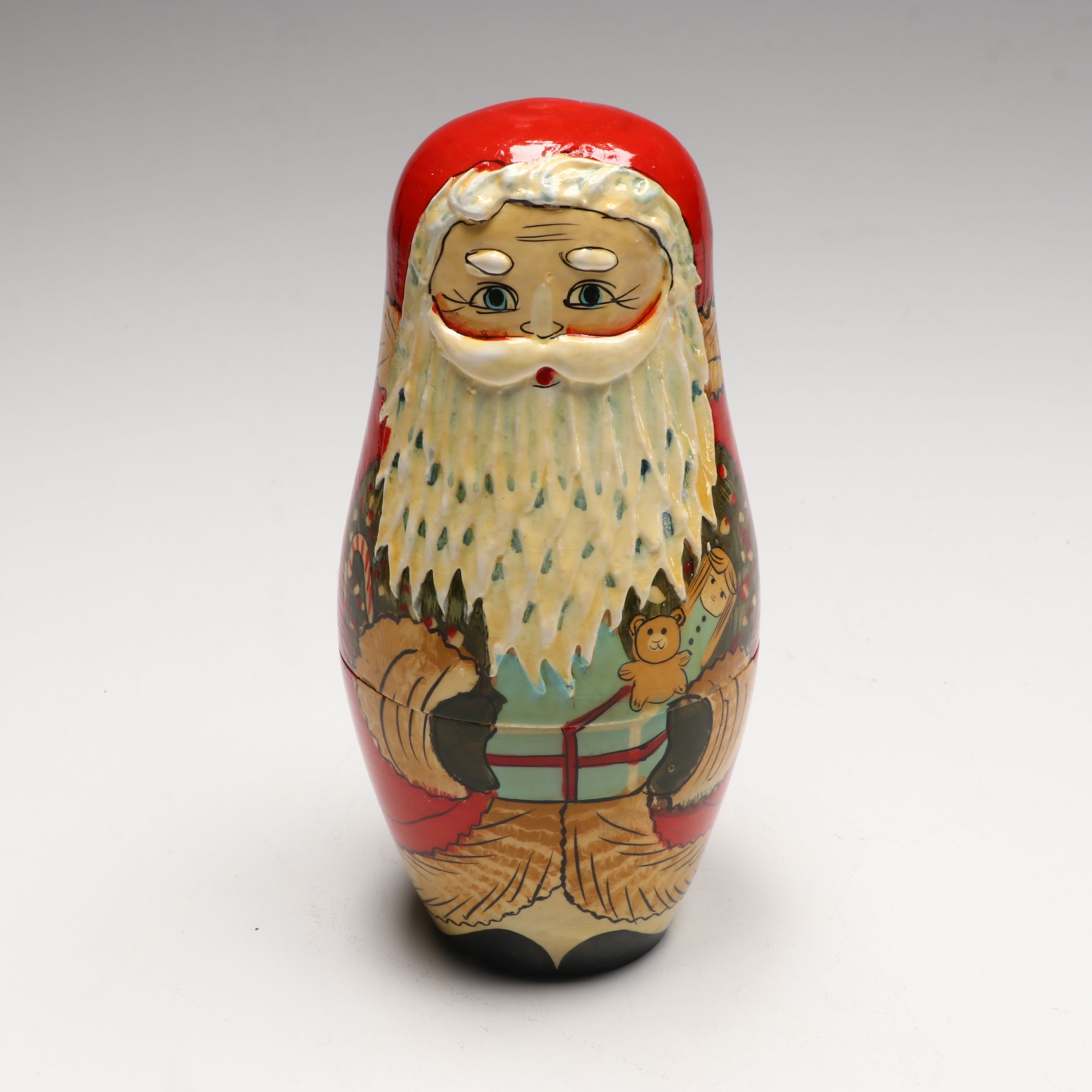 Matryoshka Hand-Painted and Enameled Nesting Santas
