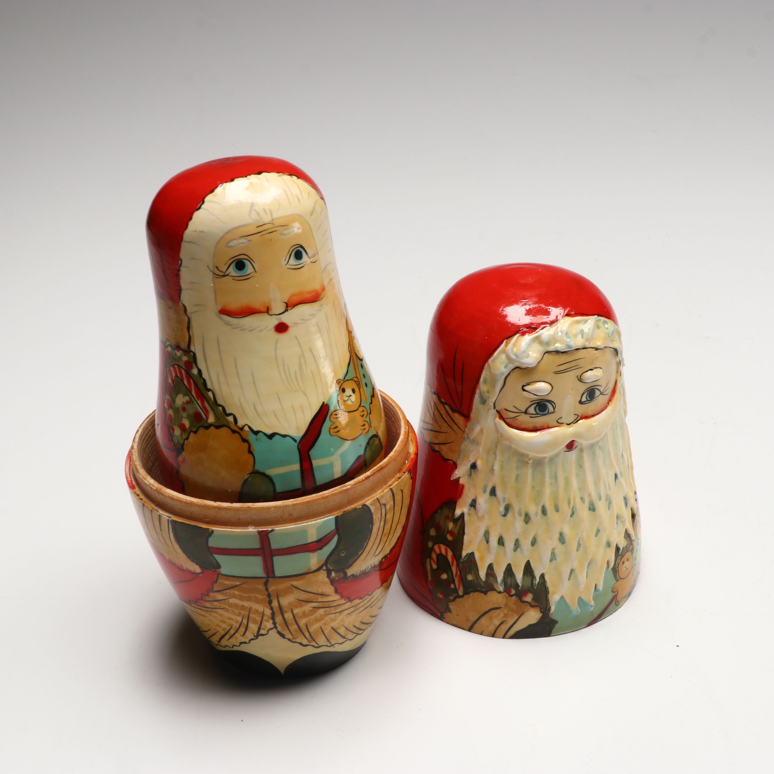Matryoshka Hand-Painted and Enameled Nesting Santas