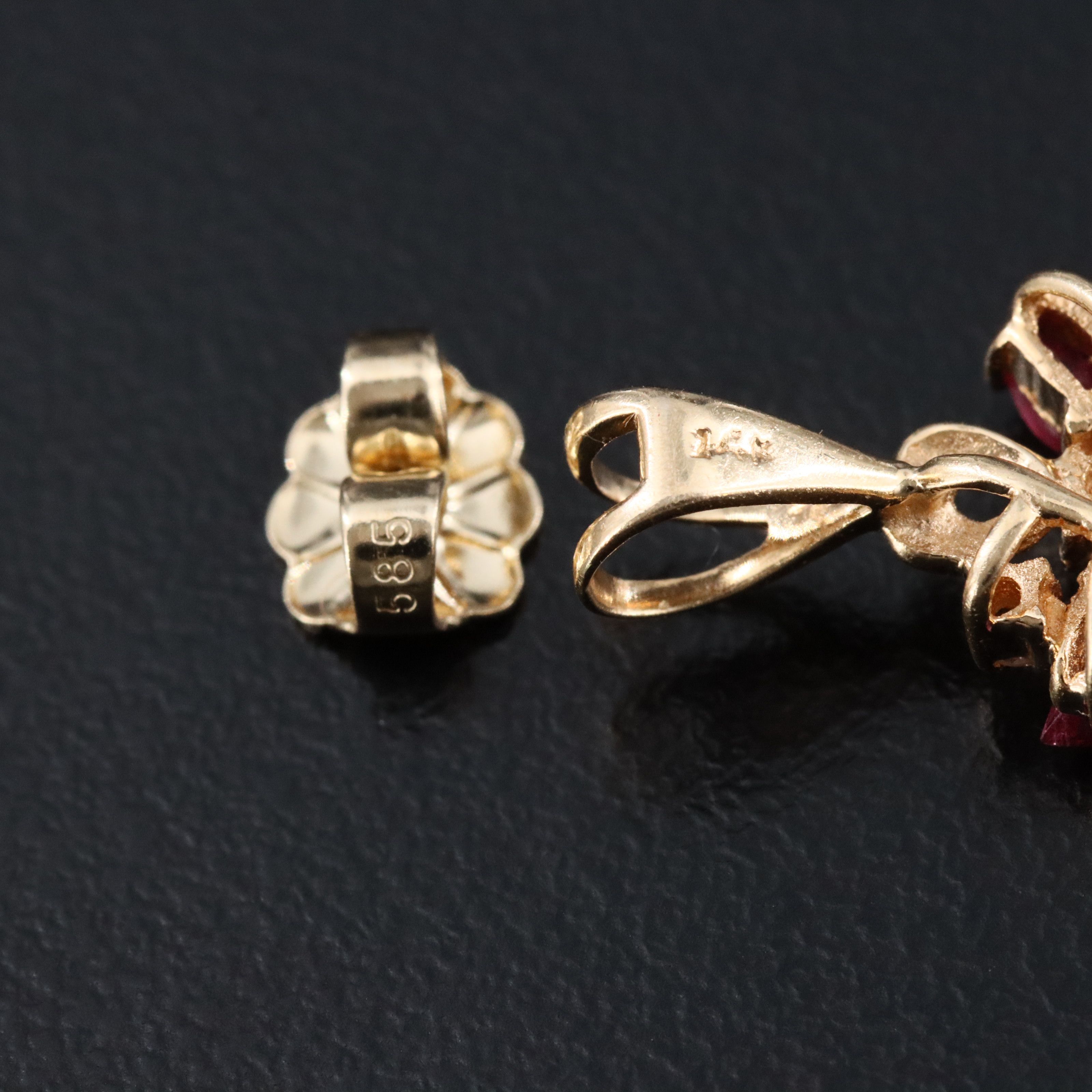 14K Ruby and Diamond J Hoop Earrings and Pendant