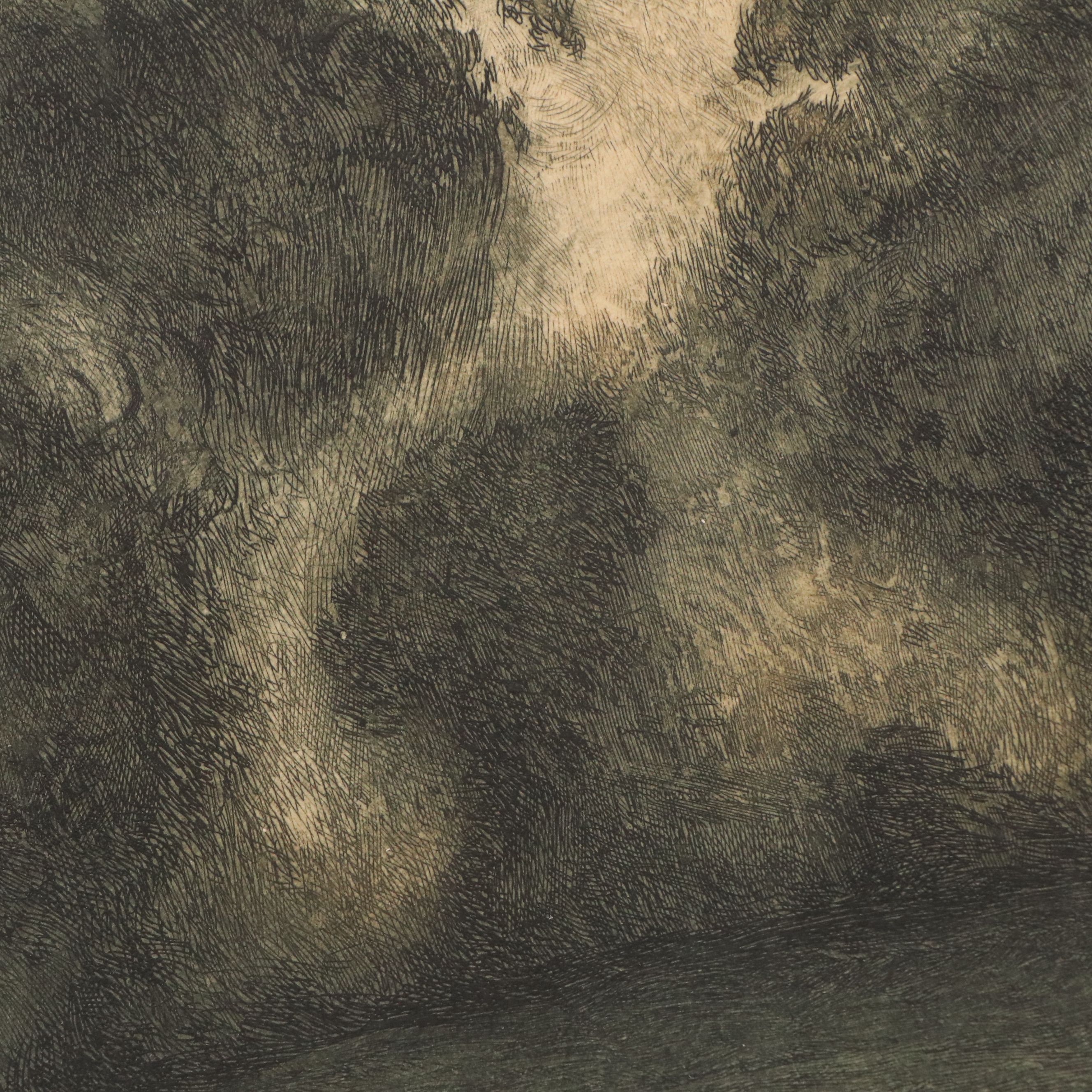 Robert Walker Macbeth Etching on Paper "Mushroom Gatherers," 1877