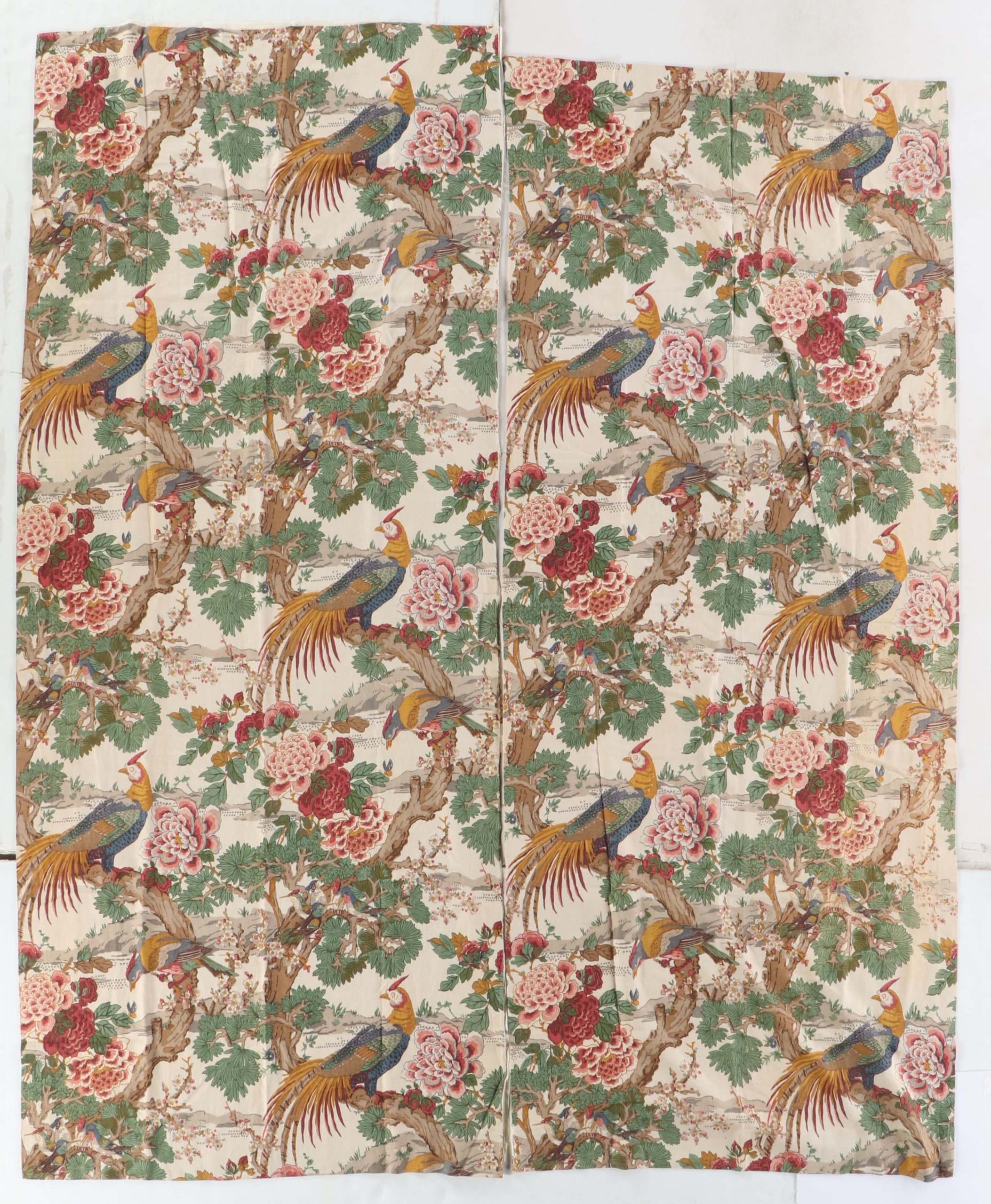 Handmade Exotic Bird Patterned Linen Curtains