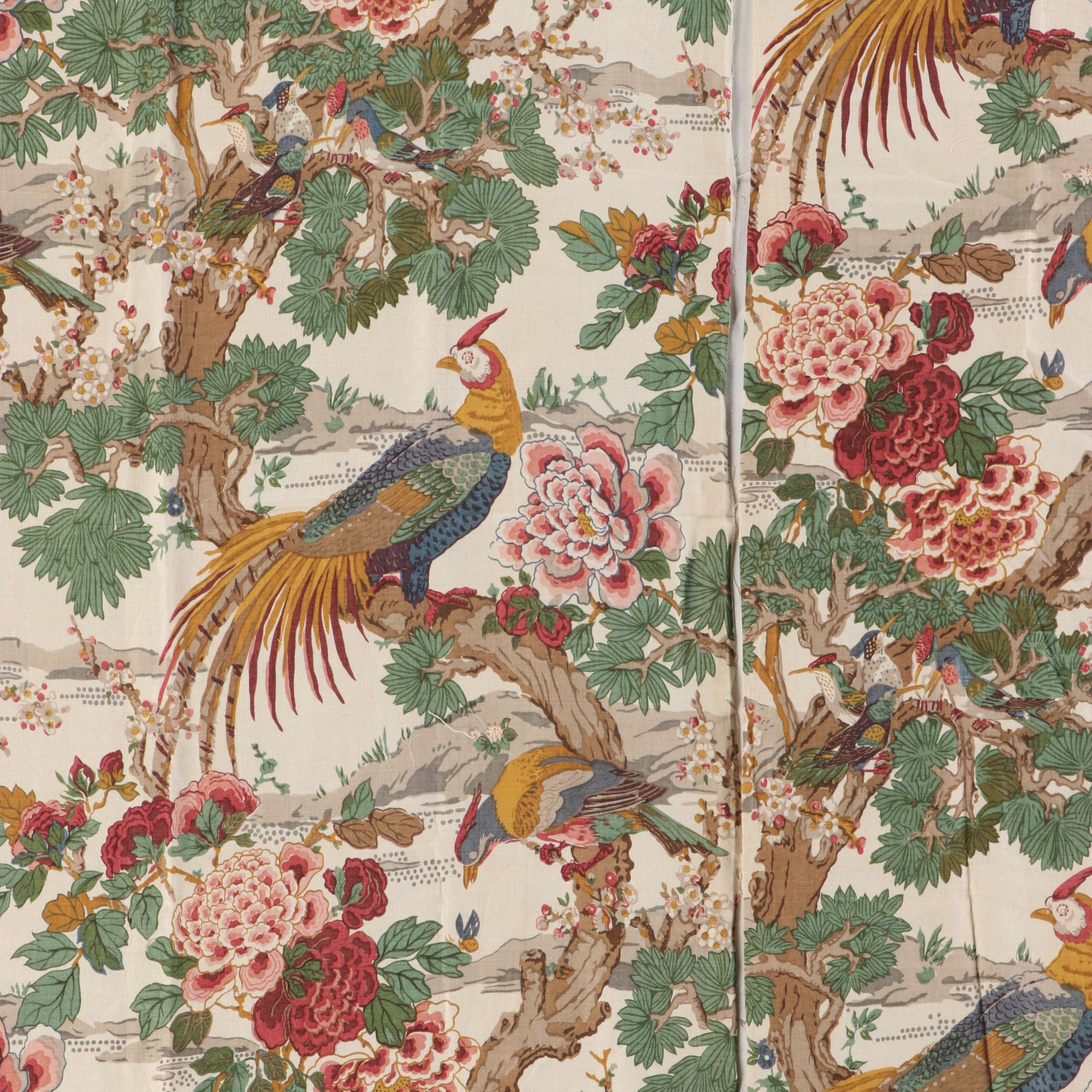 Handmade Exotic Bird Patterned Linen Curtains