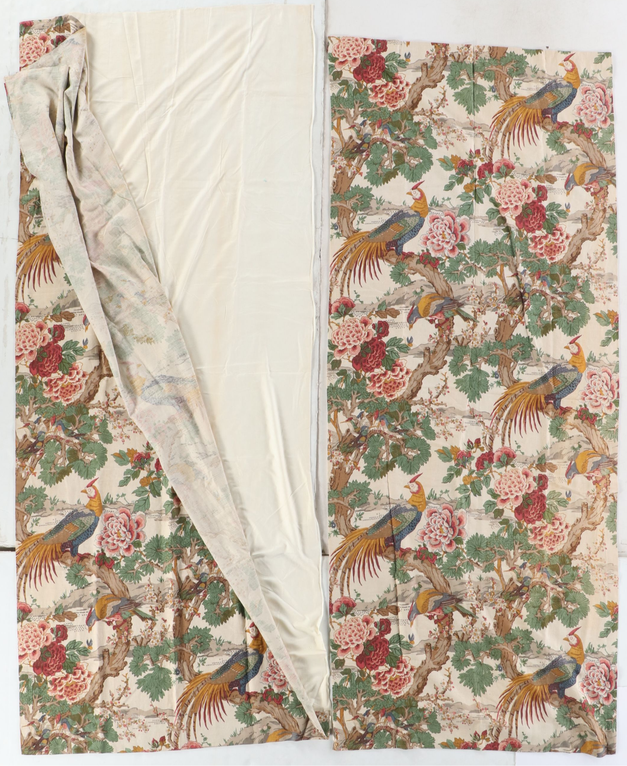 Handmade Exotic Bird Patterned Linen Curtains