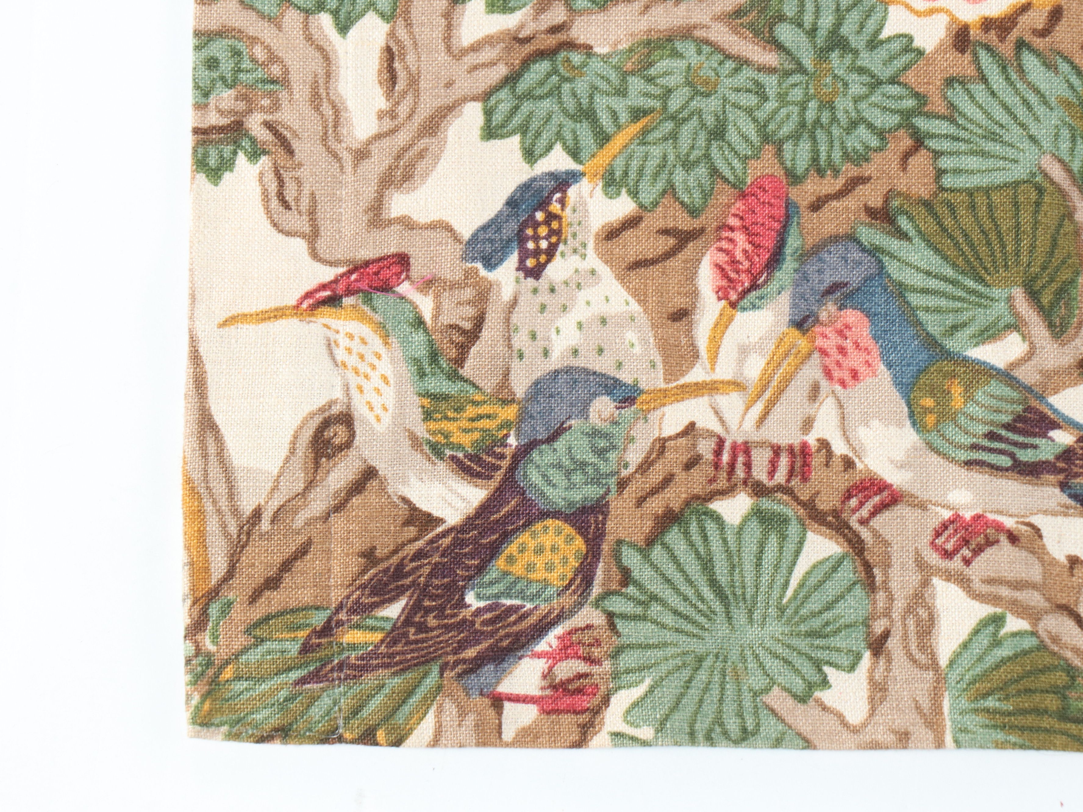 Handmade Exotic Bird Patterned Linen Curtains