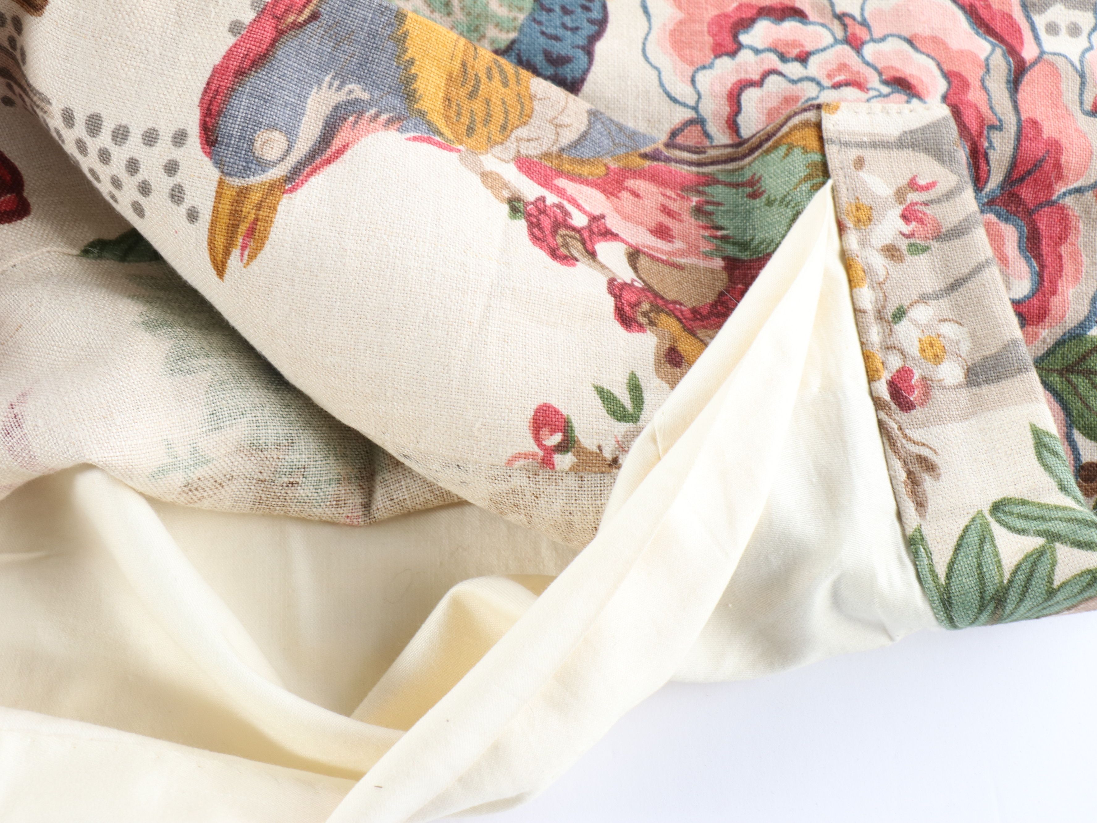 Handmade Exotic Bird Patterned Linen Curtains