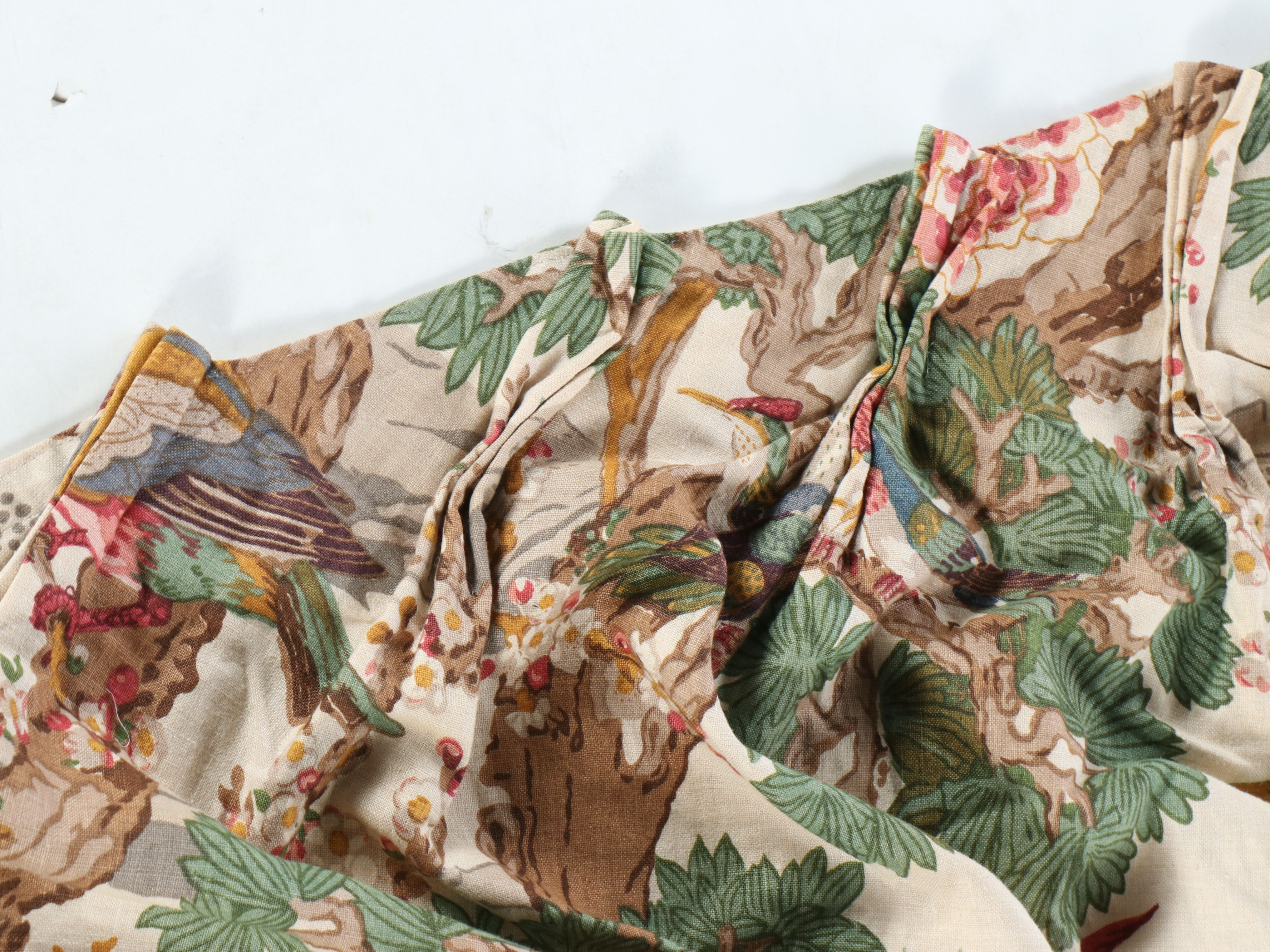 Handmade Exotic Bird Patterned Linen Curtains