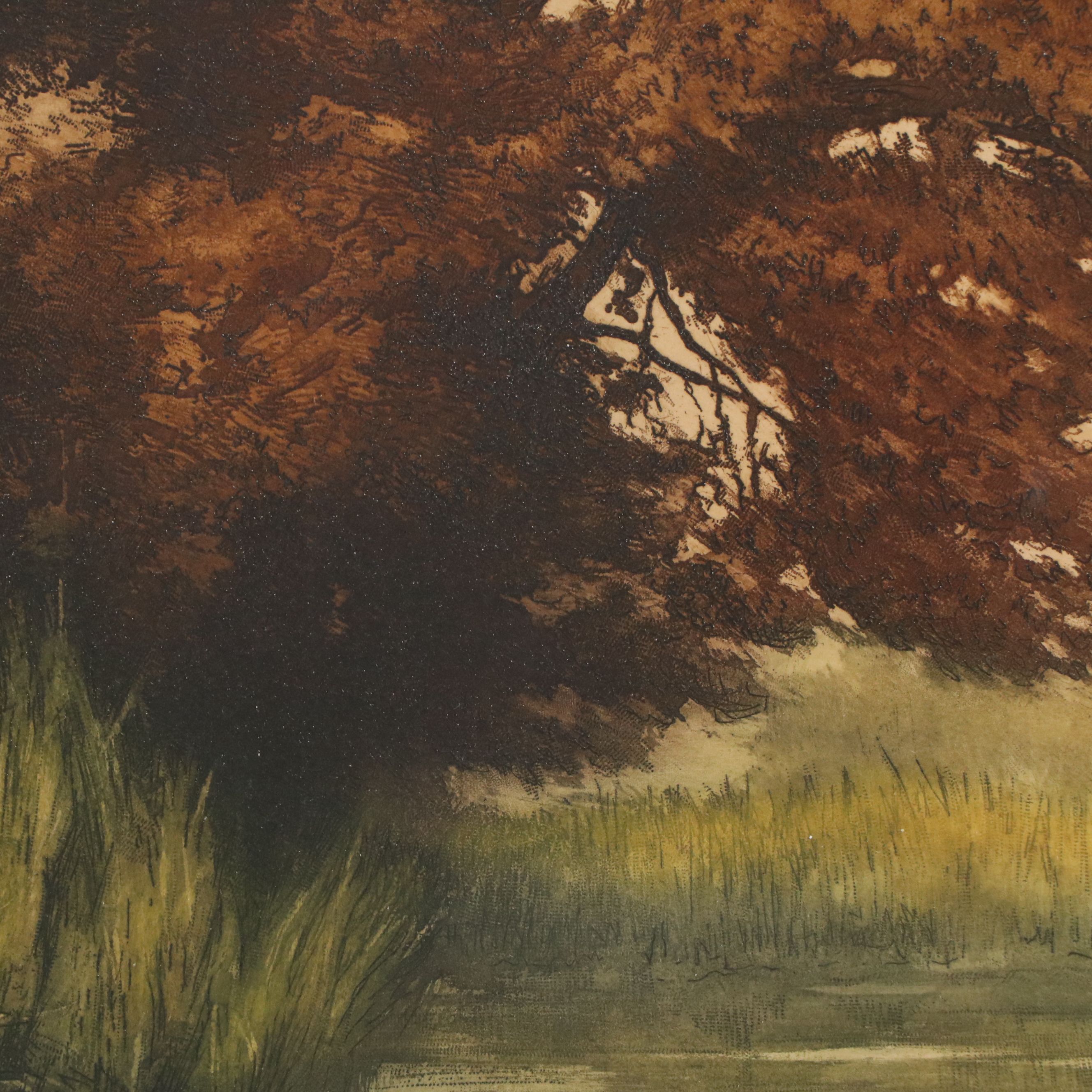 Belgian School Engraving à la Poupée "Solitude," Late 19th to Early 20th C.