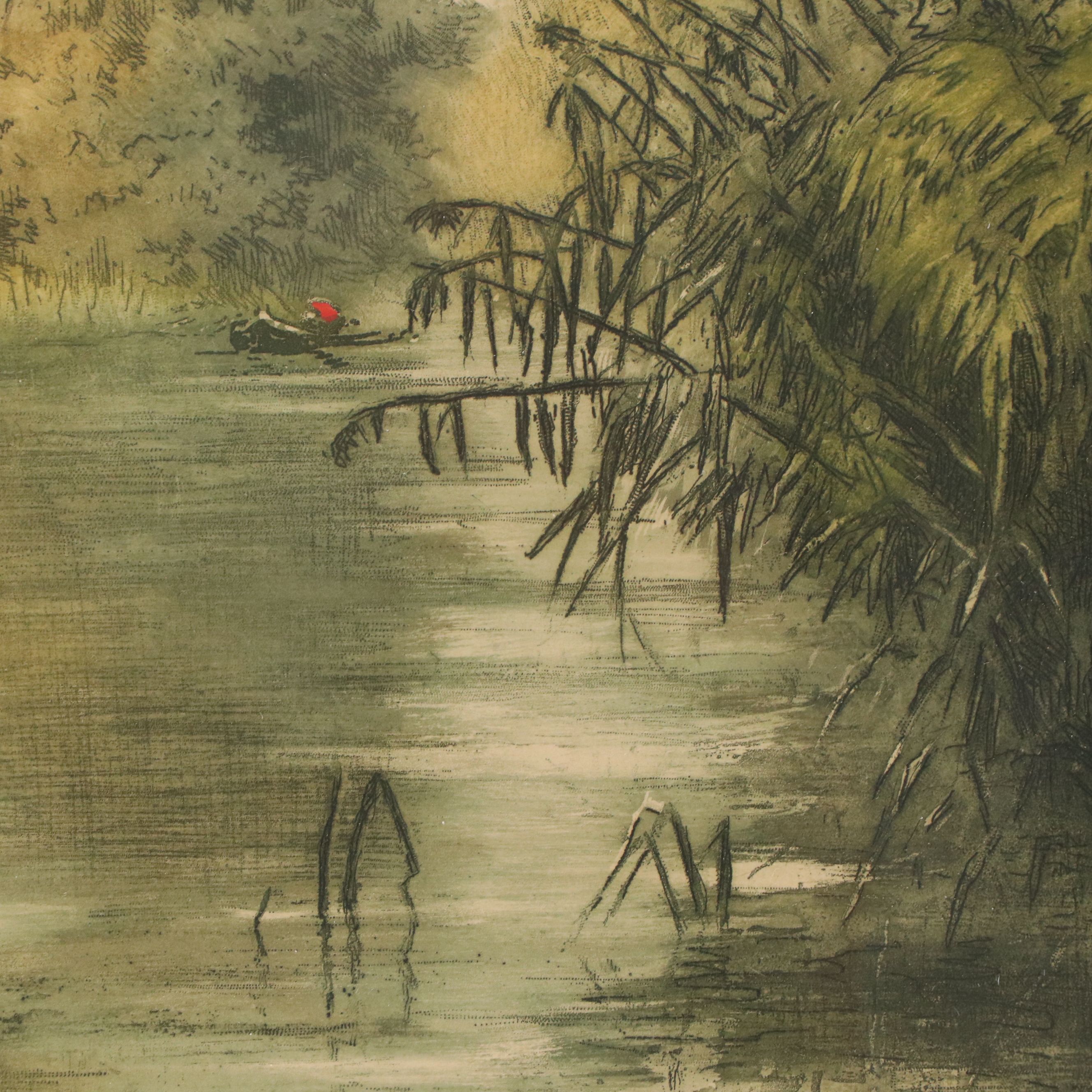 Belgian School Engraving à la Poupée "Solitude," Late 19th to Early 20th C.