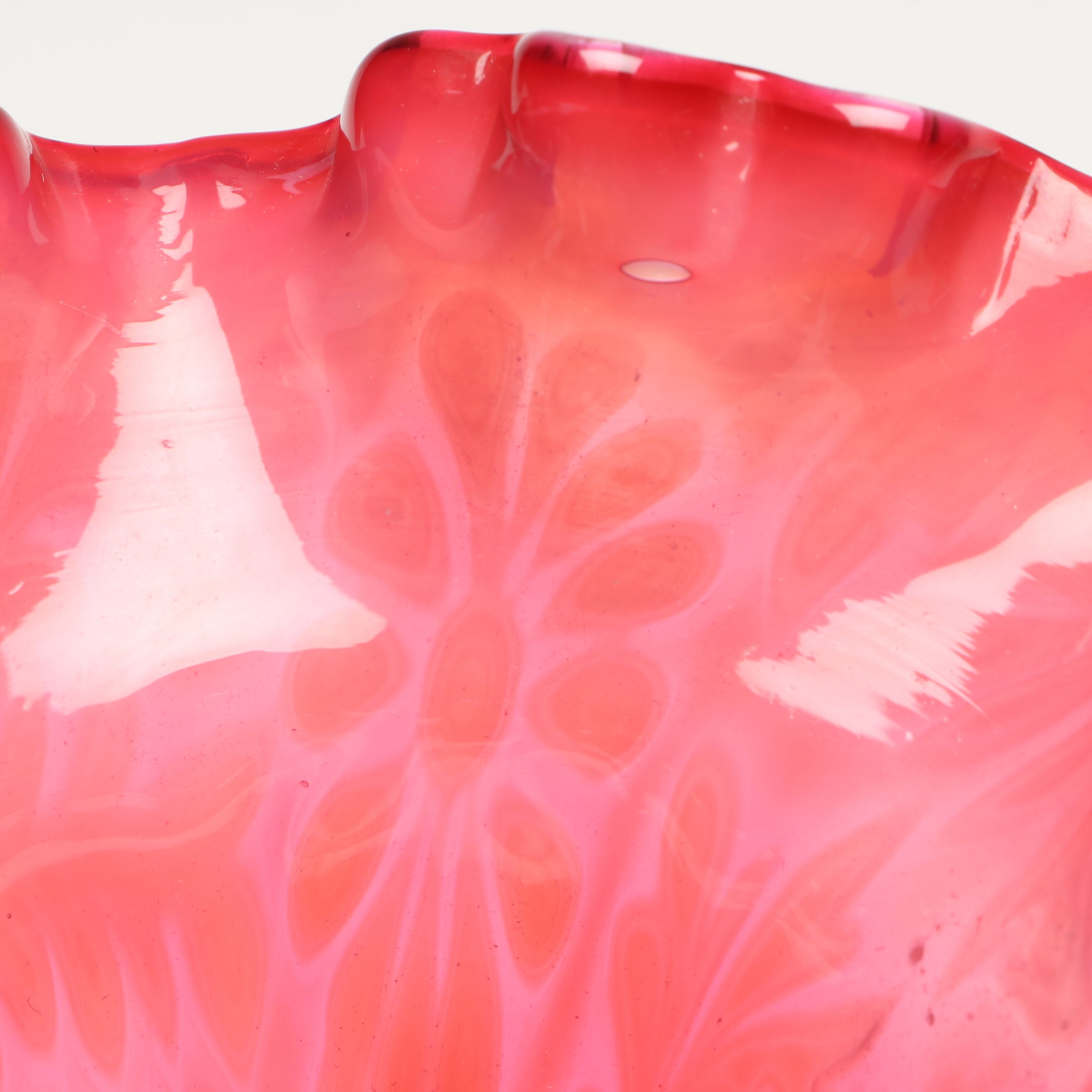 Fenton "Daisy and Fern" Cranberry Opalescent Glass Hurricane