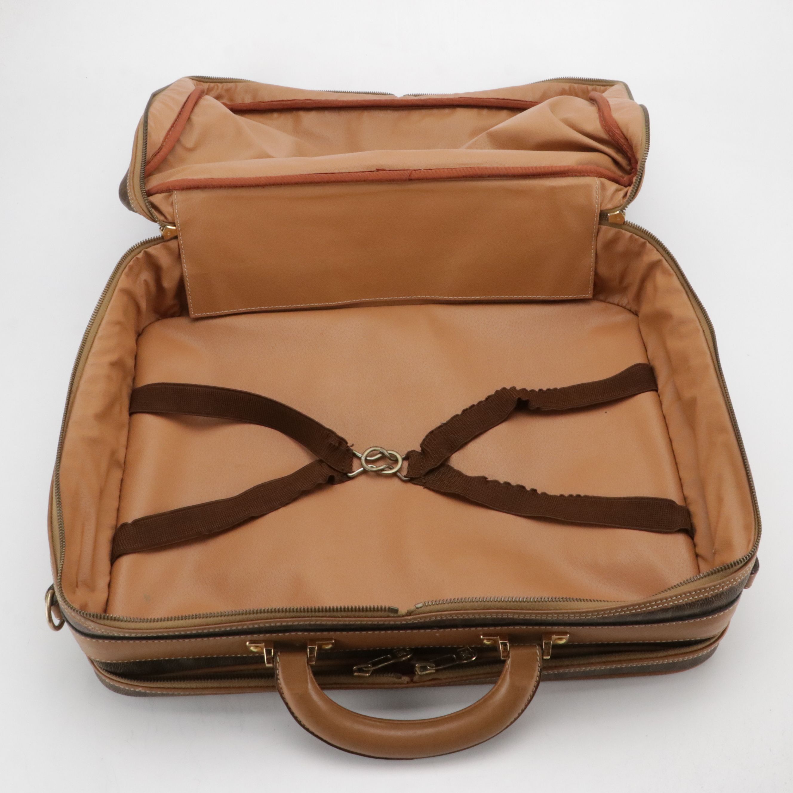 Celine Top Handle Travel Bag in Dark Brown Macadam Canvas and Leather