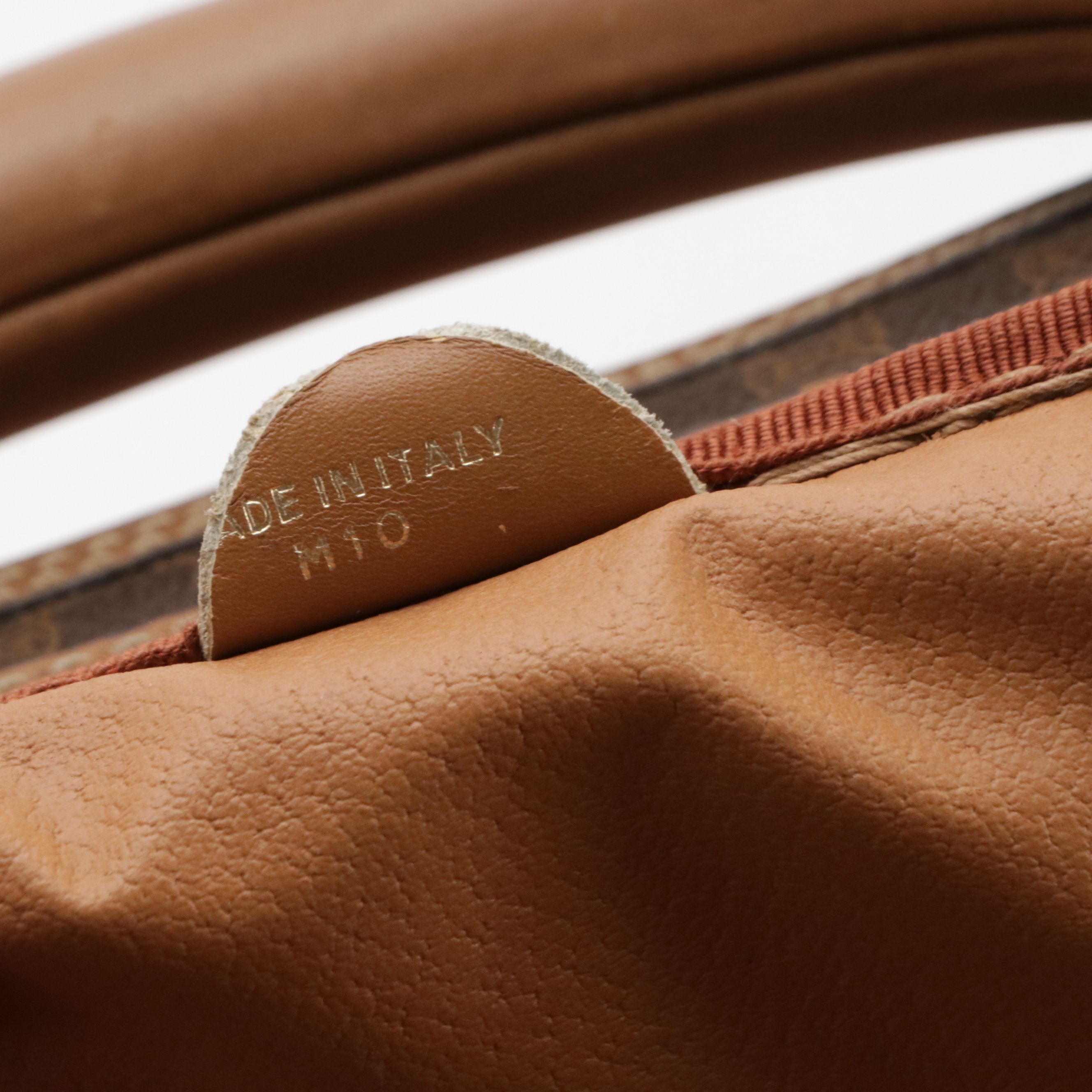 Celine Top Handle Travel Bag in Dark Brown Macadam Canvas and Leather