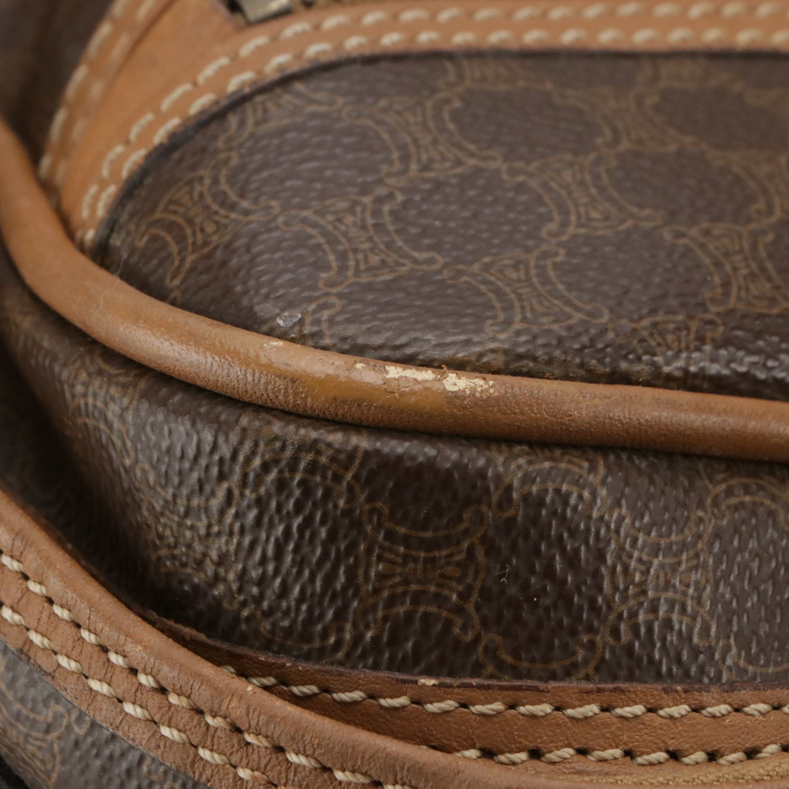 Celine Top Handle Travel Bag in Dark Brown Macadam Canvas and Leather