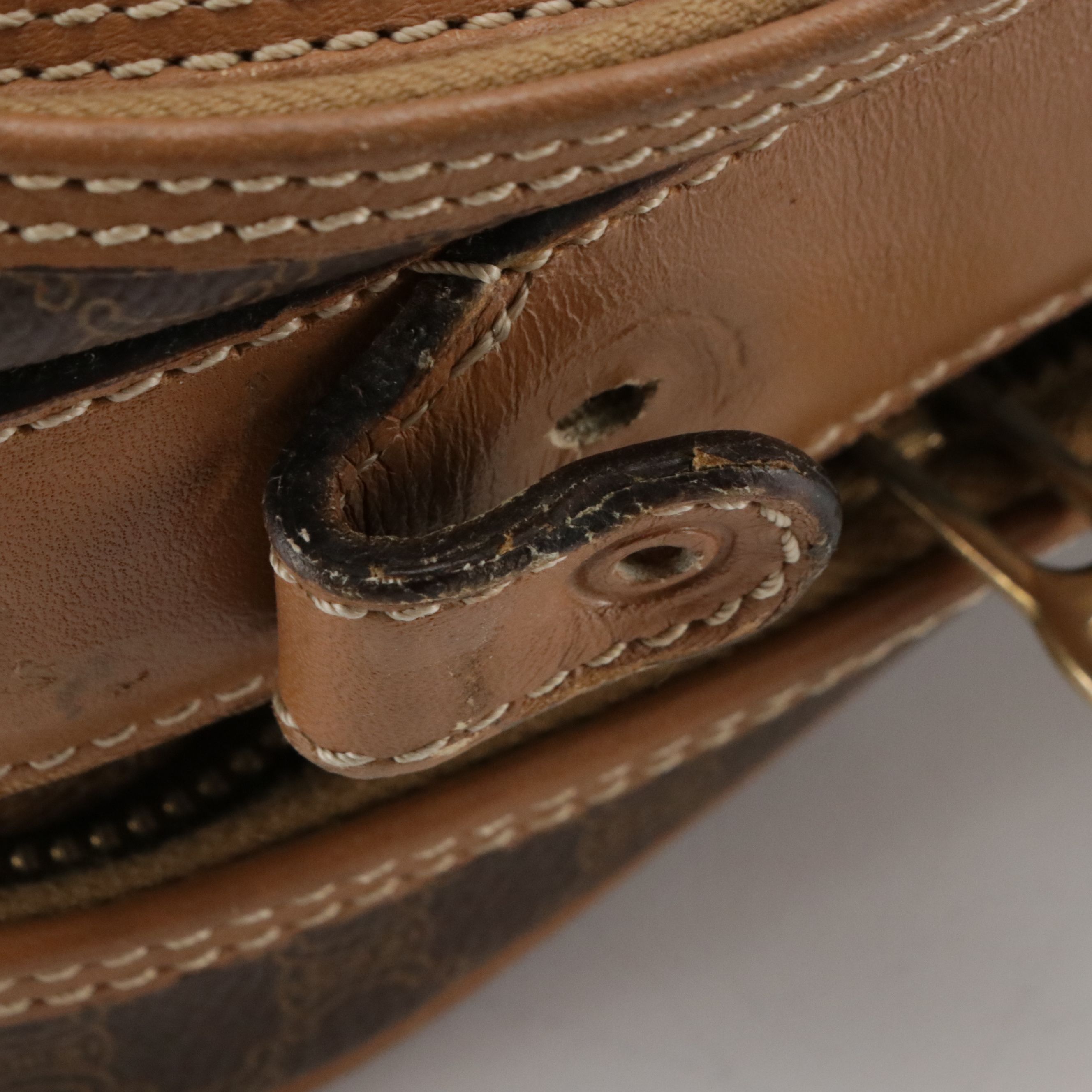 Celine Top Handle Travel Bag in Dark Brown Macadam Canvas and Leather